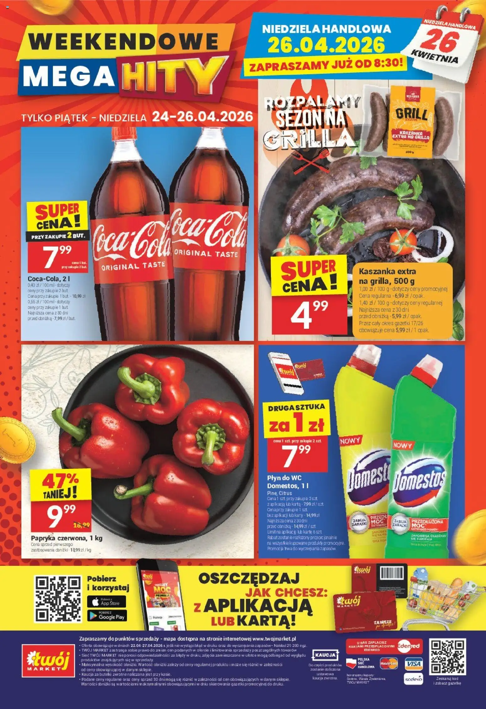 Twój Market gazetka od 22.04.2026 | Strona: 32 | Produkty: Karta, Grill, Kaszanka, Domestos