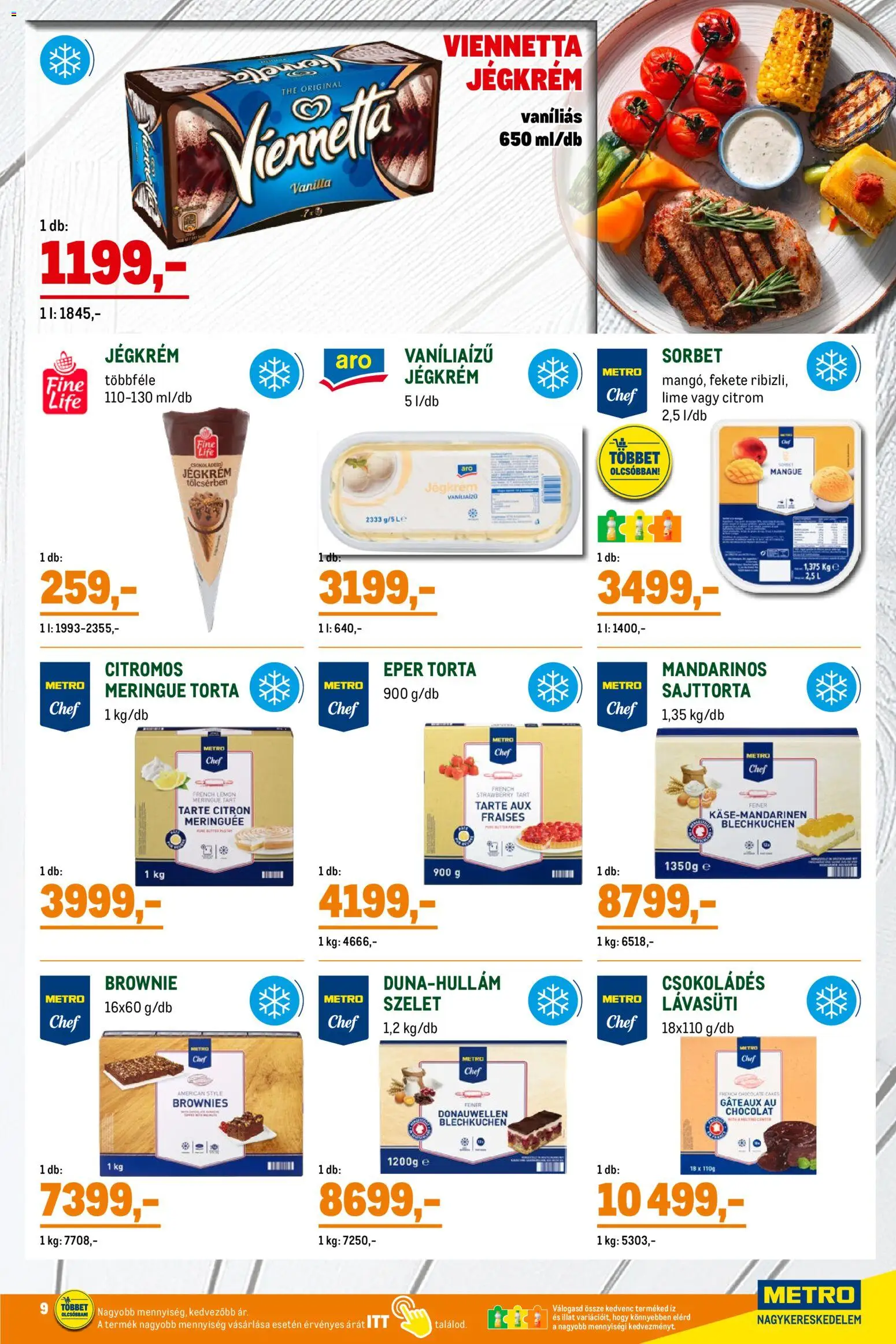 Metro akciós ujság - amely érvényes a következő dátumtól: 07.04.2026 | Oldal: 9 | Termékek: Lime, Brownie, Jégkrém, Citrom