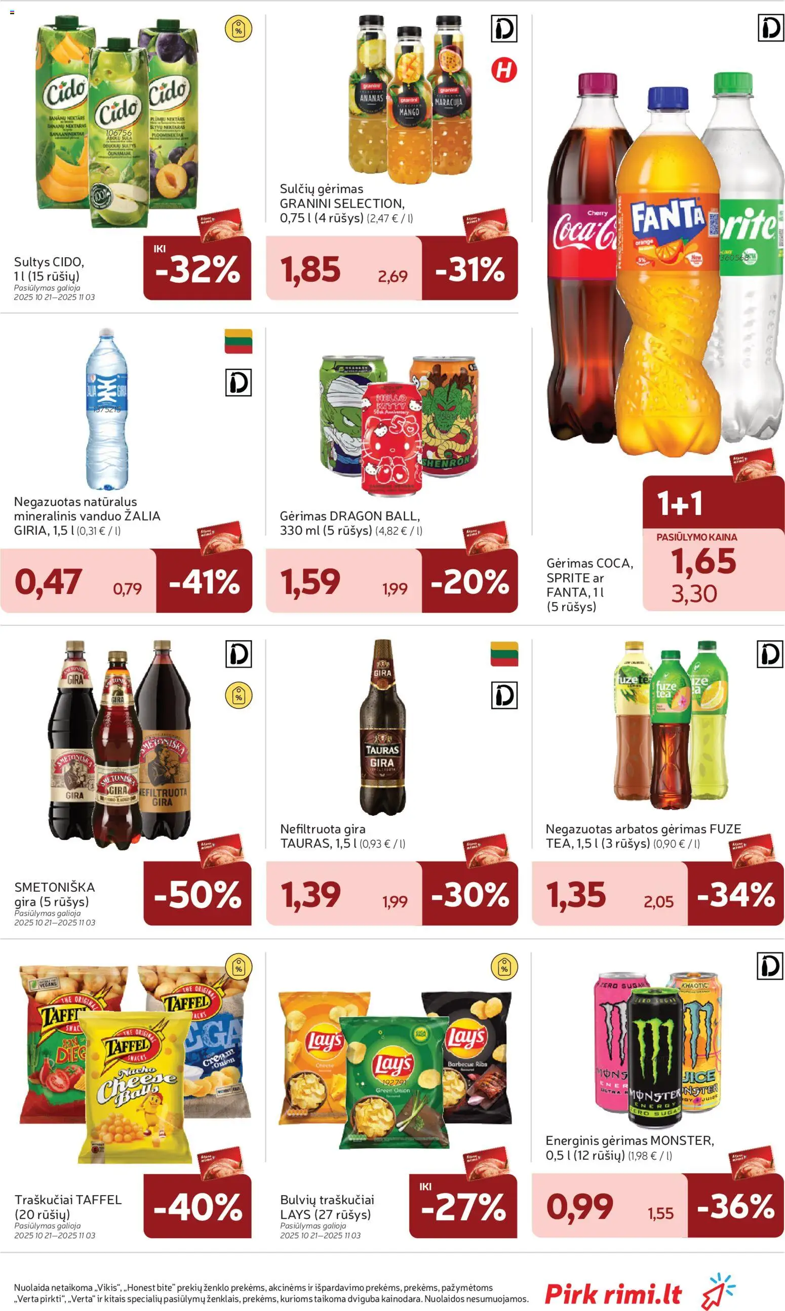 Rimi akcijos nuo 28.10.2025 | Puslapis: 31 | Prekių: Energinis gėrimas, Sultys, Traškučiai, Mineralinis vanduo