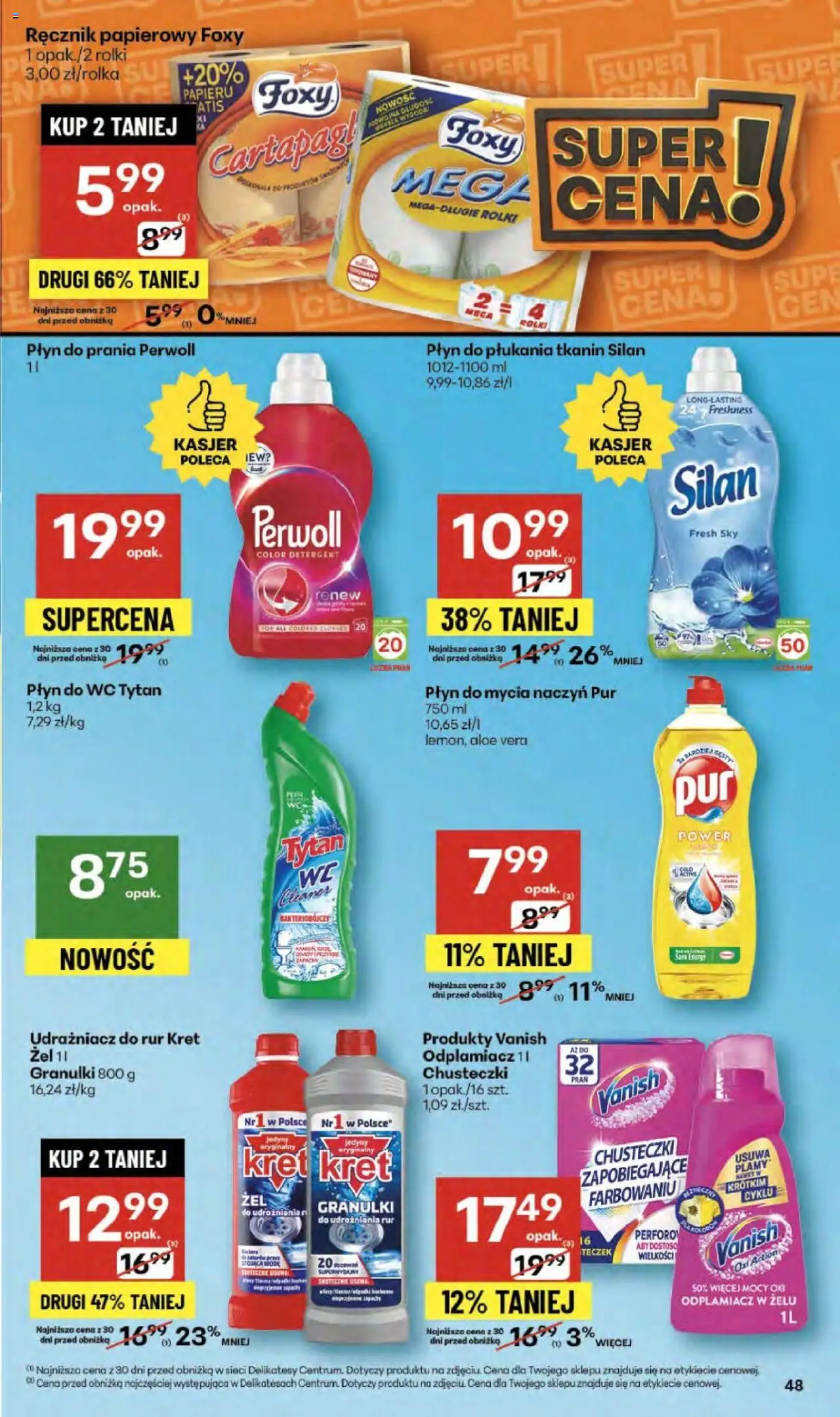 Delikatesy Centrum Gazetka - Sklepy Własne od 02.10.2025 | Strona: 48 | Produkty: Płyn do prania Perwoll, Delikatesy, Vileda, Odplamiacz