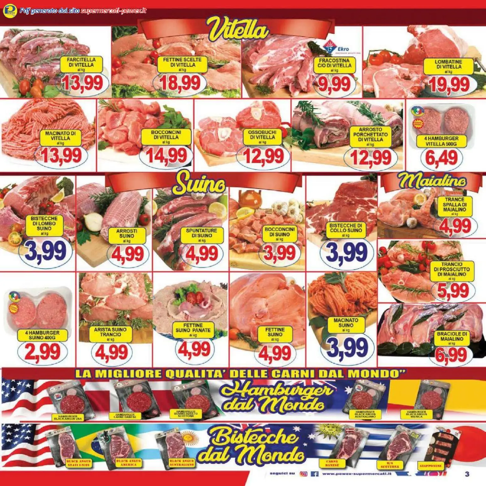 Volantino Pewex del 13.02.2026 | Pagina: 3 | Prodotti: Arrosto, Prosciutto, Hamburger, Macinato