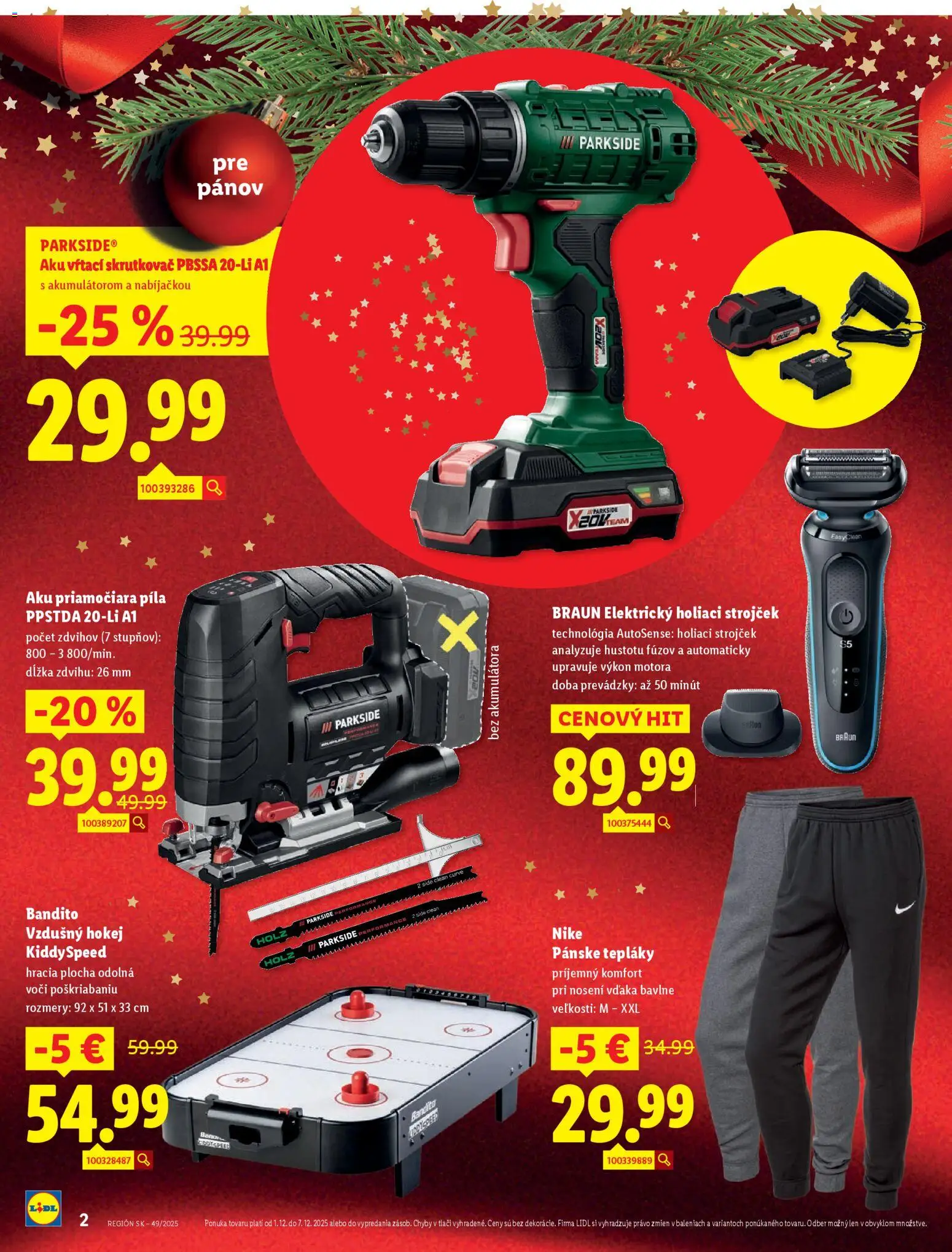 Nové Lidl akcie – leták je platný od 01.12.2025 | Strana: 2 | Produkty: Strojček, Skrutkovač, Holiaci strojček, Píla