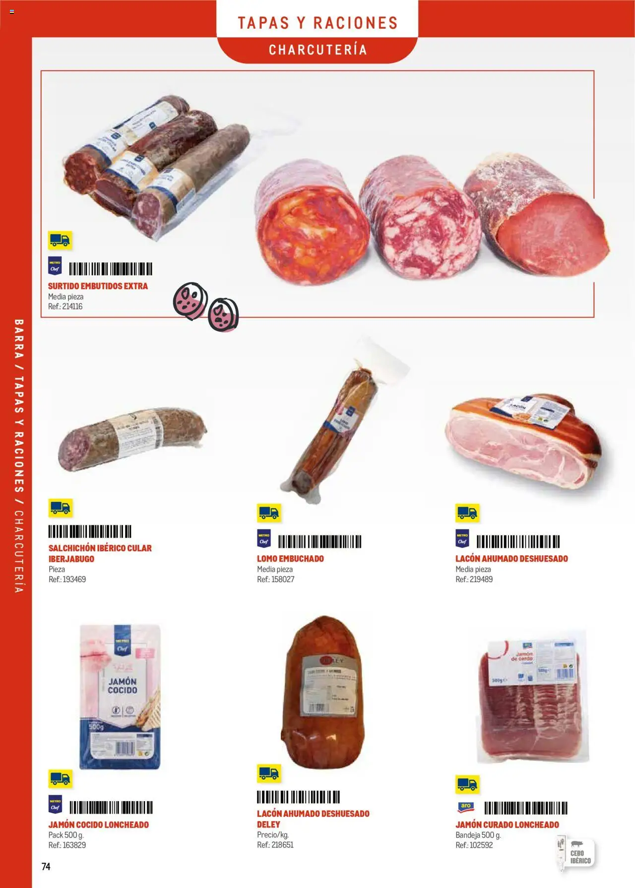 Makro - Menú y Barra Centro │ válido desde el 08.09.2025 | Página: 74 | Productos: Jamón, Jamón cocido, Bandeja, Loncheado