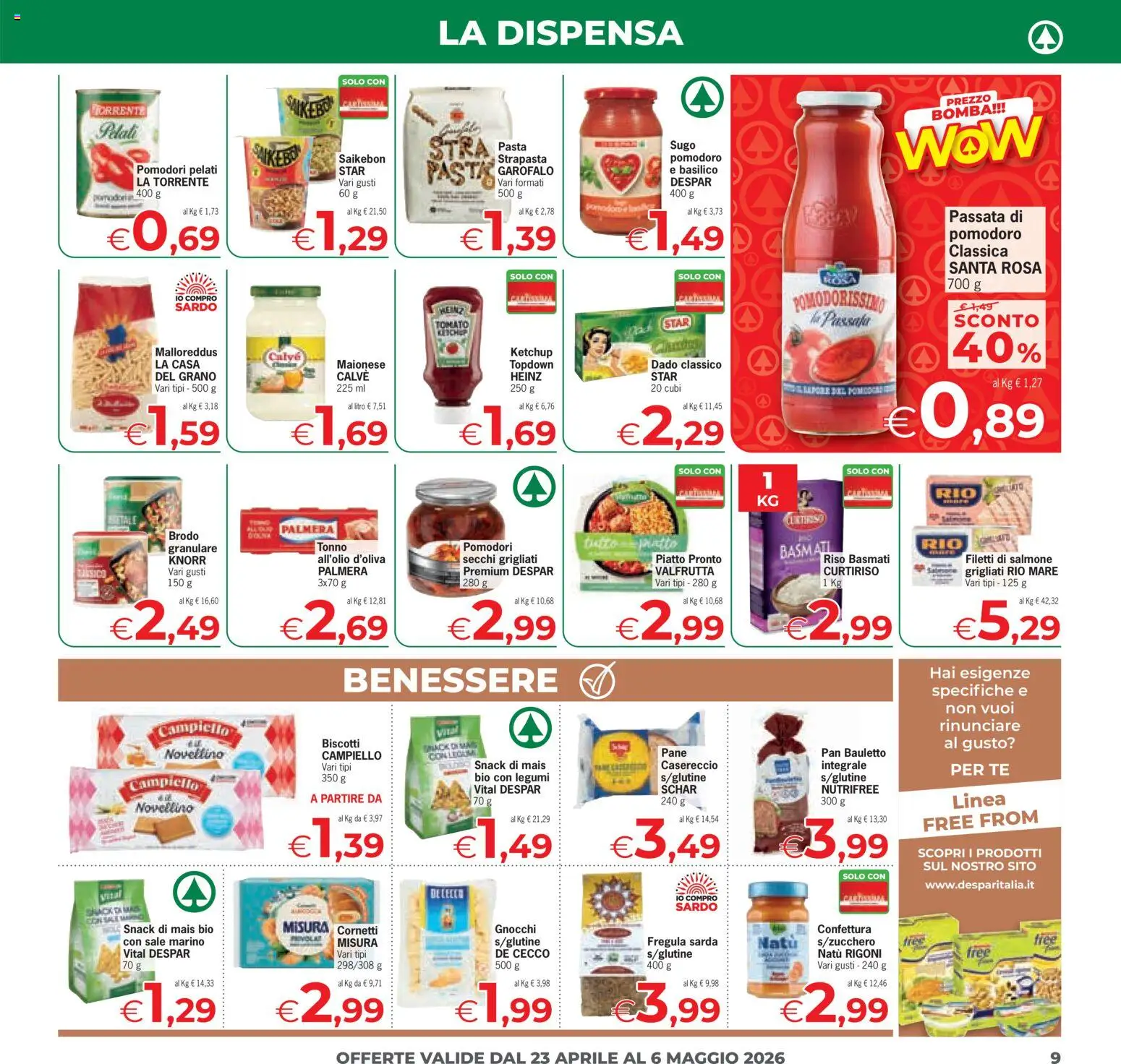 Volantino Despar del 23.04.2026 | Pagina: 9 | Prodotti: Ketchup, Pomodoro, Pomodori, Passata di pomodoro
