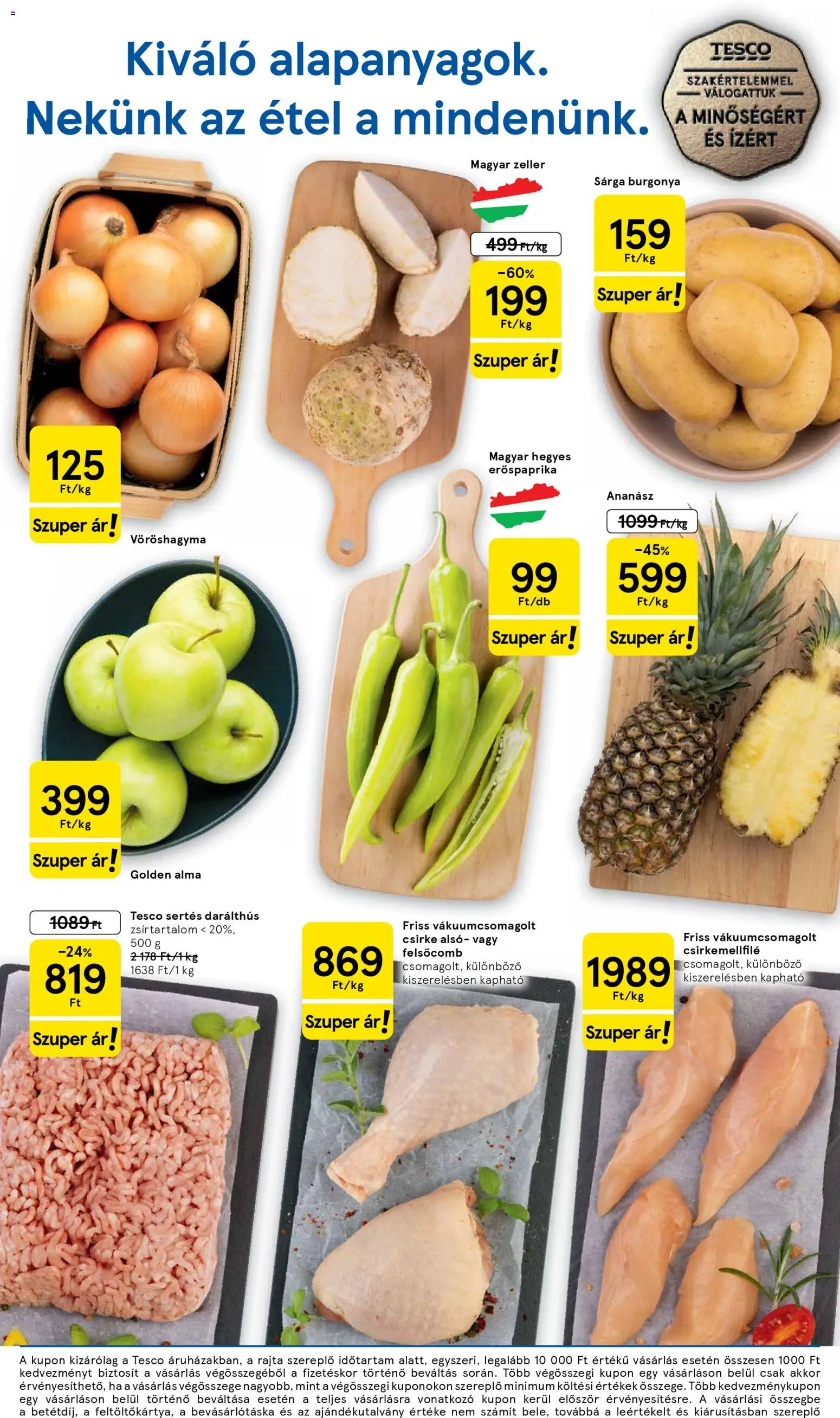 Tesco akciós ujság - amely érvényes a következő dátumtól: 07.04.2026 | Oldal: 2 | Termékek: Vöröshagyma, Zeller, Alma, Ananász