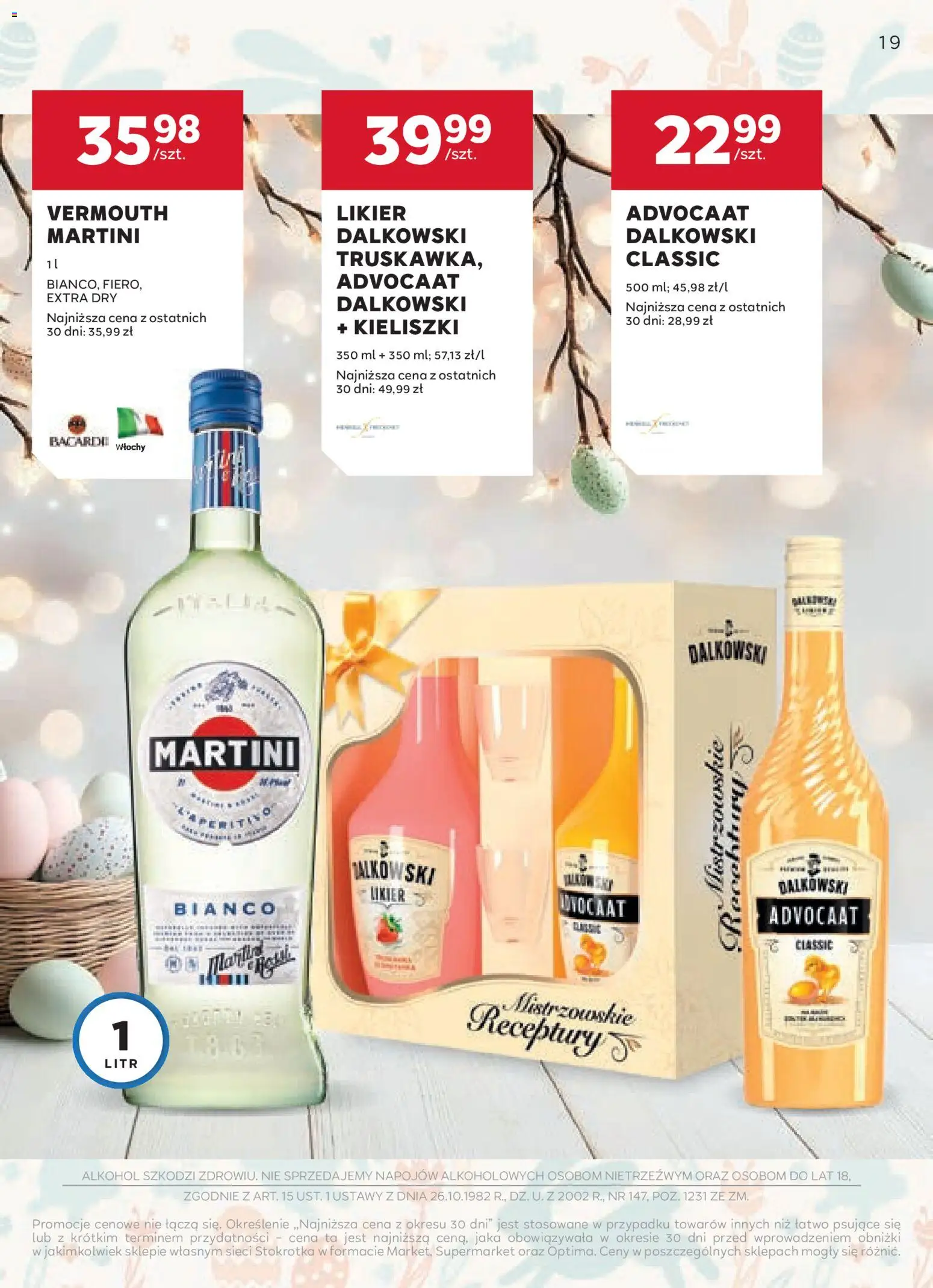 Stokrotka gazetka - Oferta alkoholowa od 19.03.2026 | Strona: 19 | Produkty: Martini, Stokrotka, Alkohol