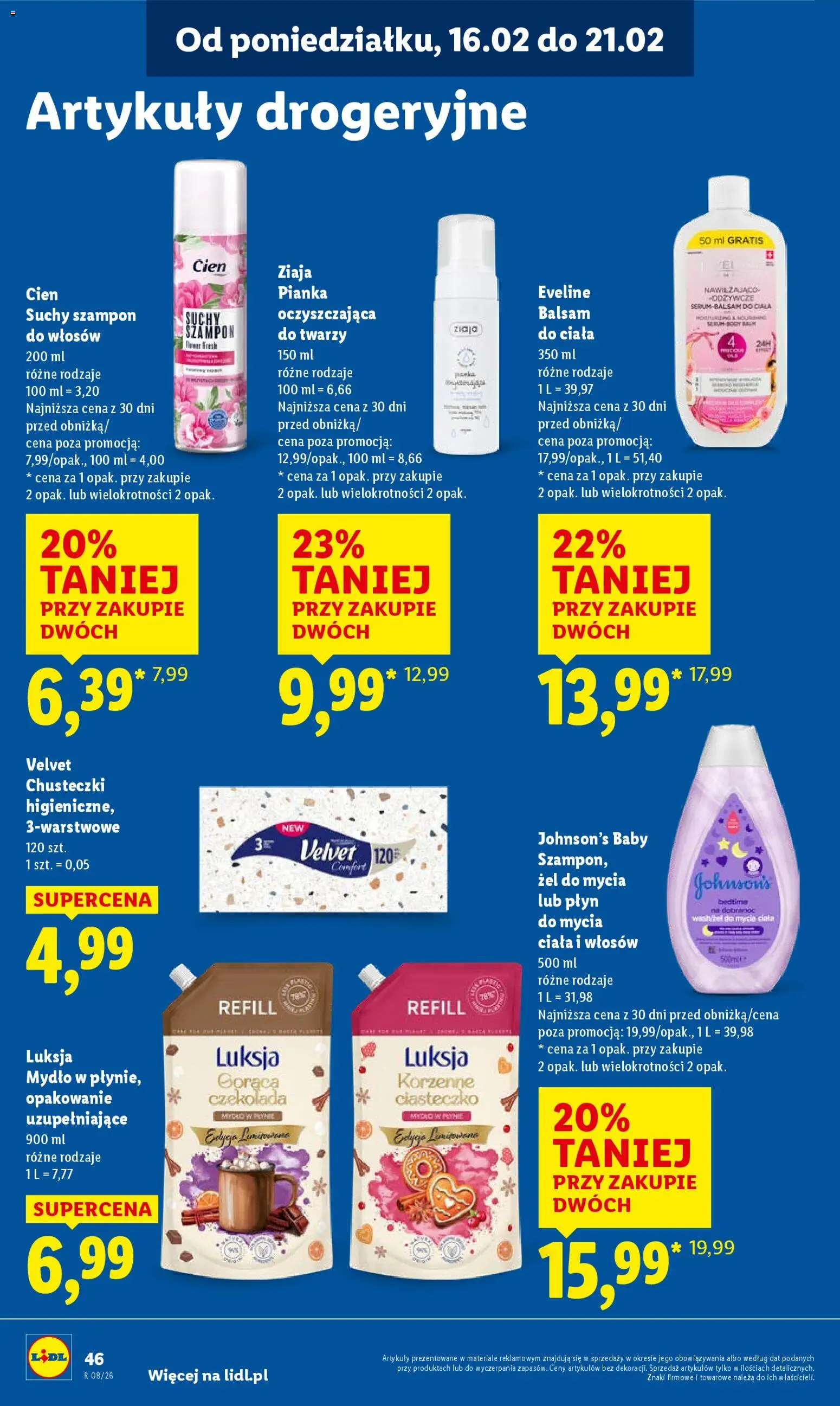 Lidl Gazetka od 16.02.2026 | Strona: 46 | Produkty: Czekolada, Szampon, Mydło, Suchy szampon
