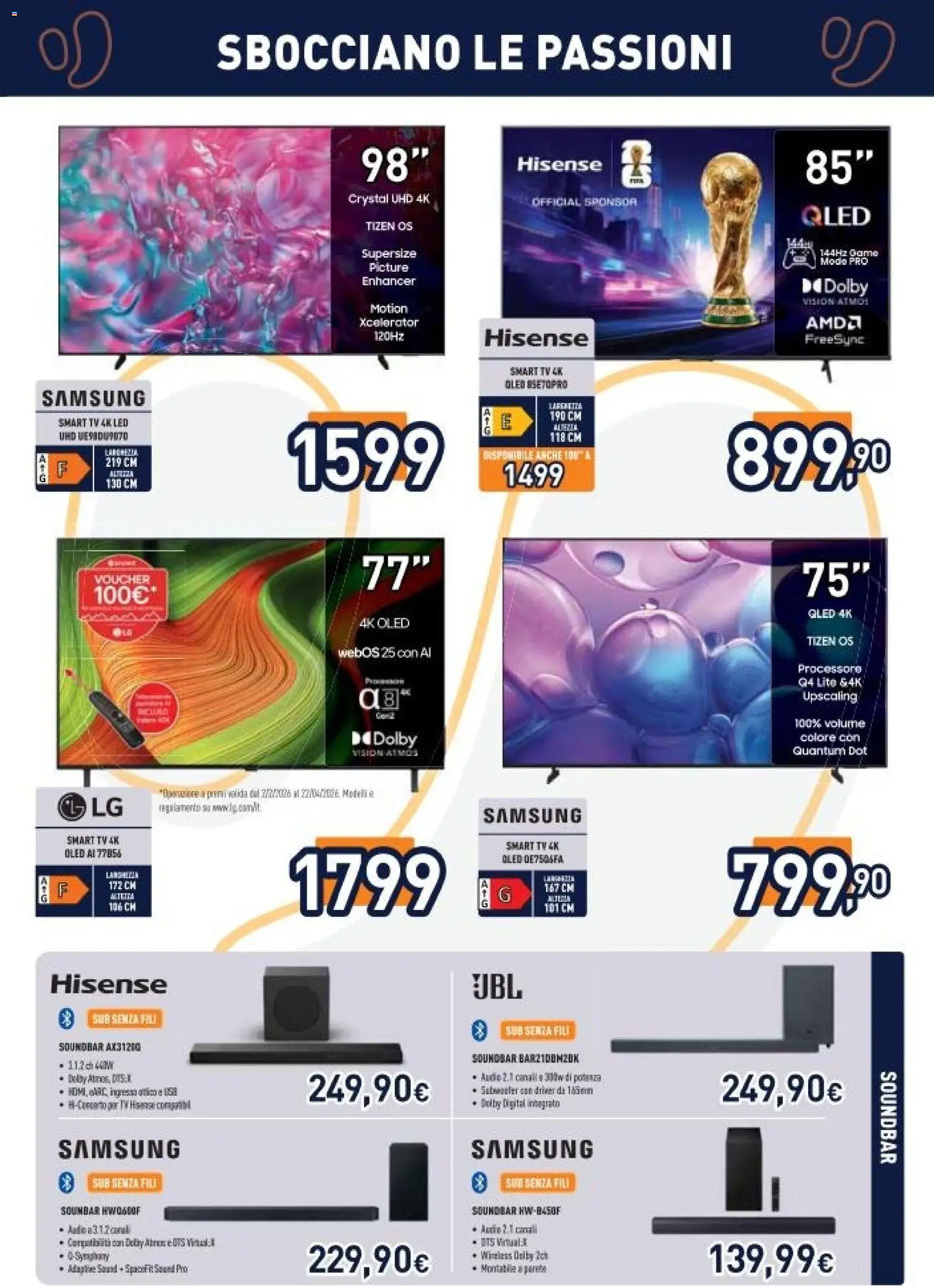 Volantino Unieuro del 03.04.2026 | Pagina: 19 | Prodotti: smart TV, Soundbar, Audio, Samsung
