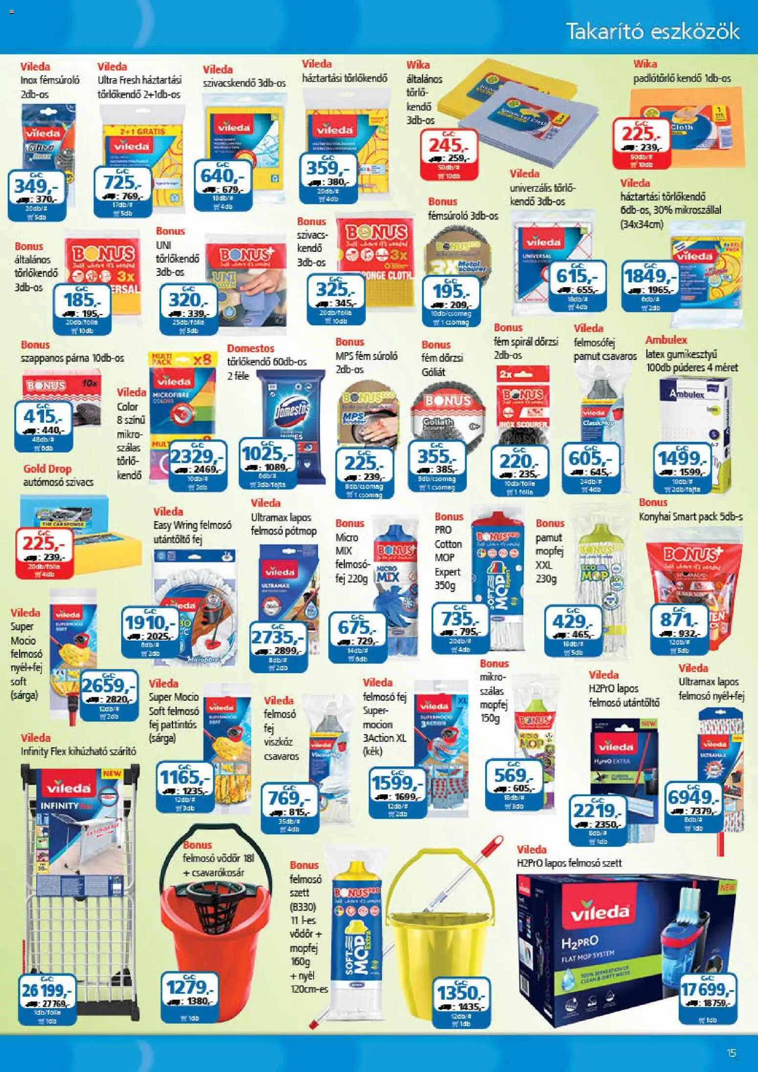 ÁRKLUB akciós ujság - amely érvényes a következő dátumtól: 01.01.2026 | Oldal: 15 | Termékek: Kendő, Felmosó, Törlőkendő, Szárító