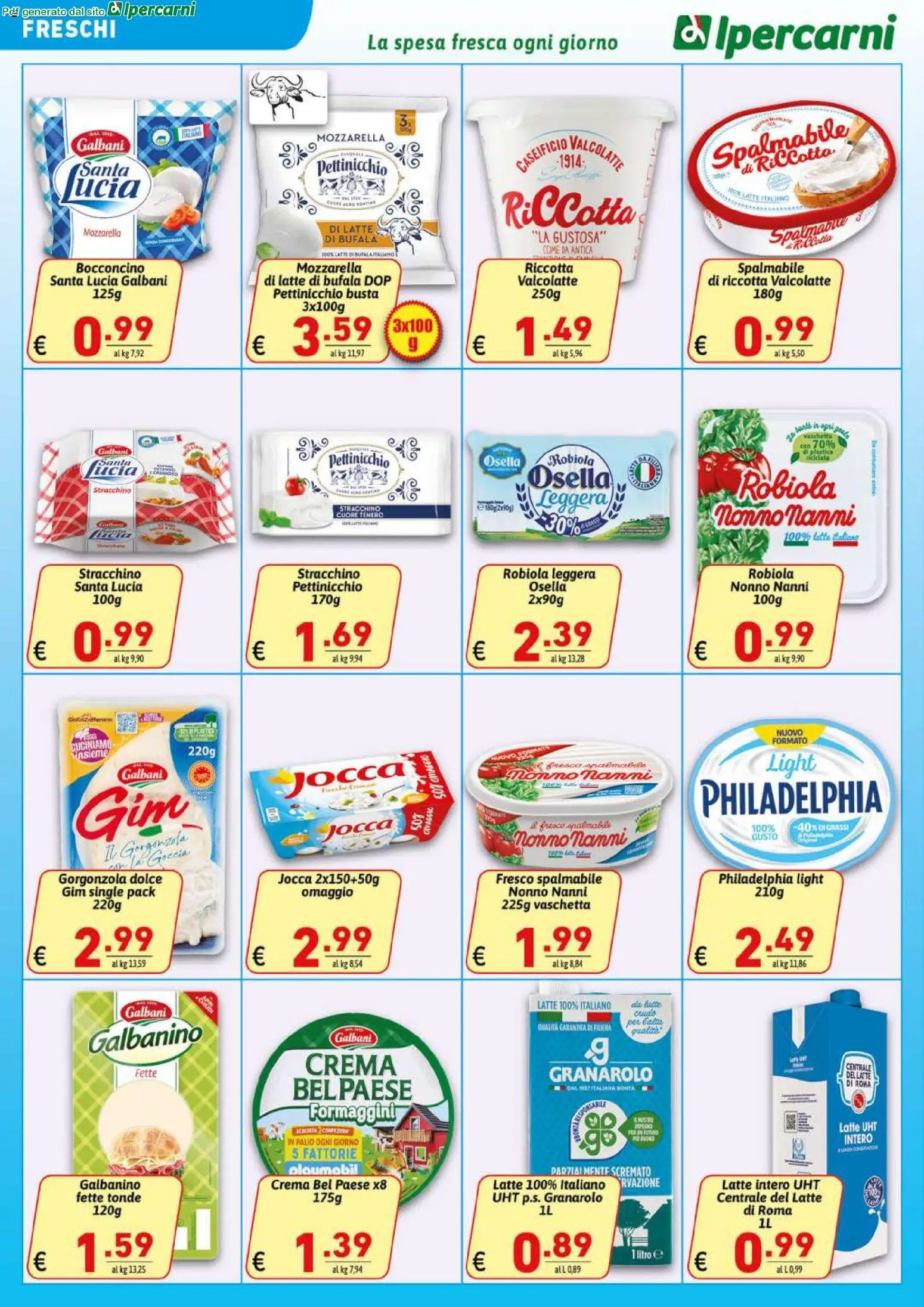 Volantino Ipercarni del 06.03.2026 | Pagina: 8 | Prodotti: Mozzarella, Latte, Stracchino, Gorgonzola