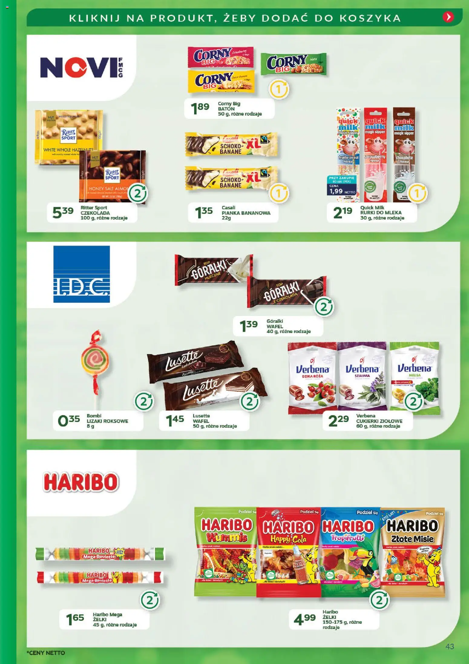 Eurocash Gazetka - Promocje na okrągło od 03.11.2025 | Strona: 43 | Produkty: Mleka, Baton, Lizaki, Melisa