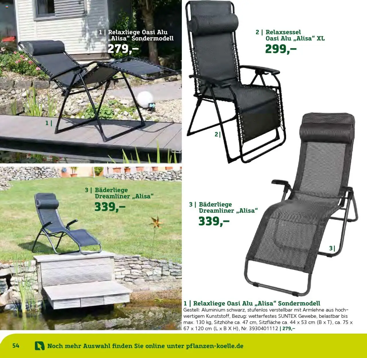Pflanzen-Kölle Gartenmöbel Katalog 2025 – gültig ab 22.01.2025 | Seite: 54 | Produkte: Relaxliege, Relaxsessel