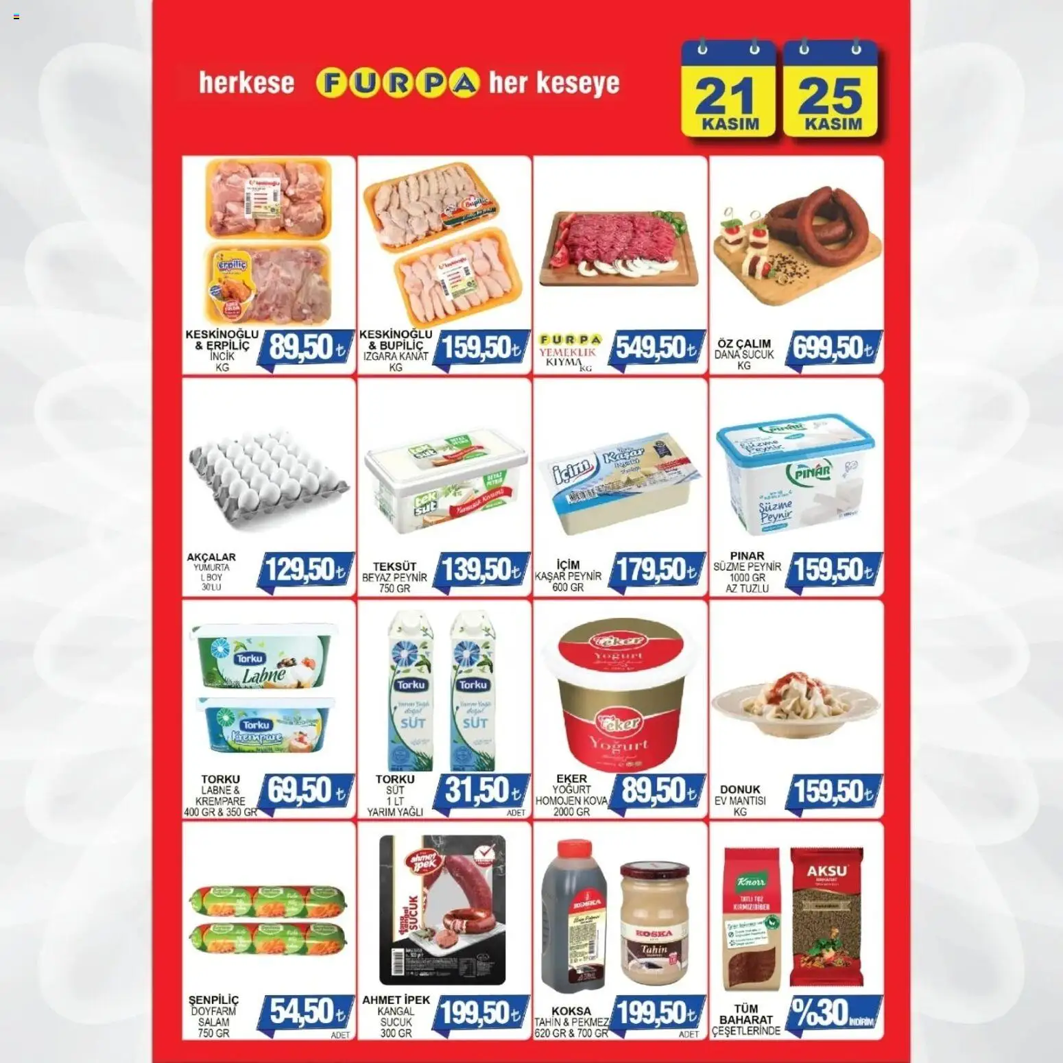 Furpa Katalog - 21.11.2025 tarihinden itibaren geçerlidir | Sayfa: 3 | Ürünler: Peynir, Yoğurt, Kıyma, Sucuk