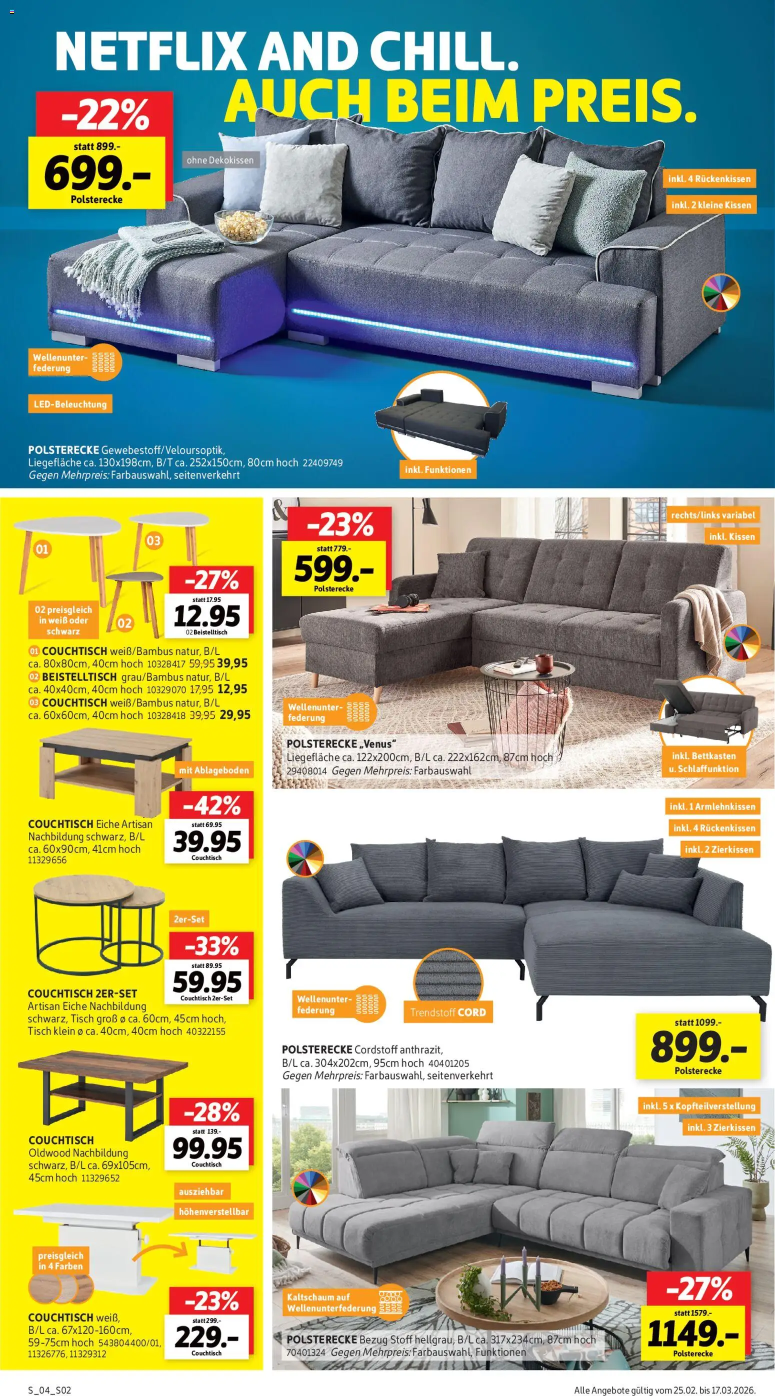 Sconto Prospekt 	 – gültig ab 25.02.2026 | Seite: 2 | Produkte: Beistelltisch, Kissen, Couchtisch, Tisch