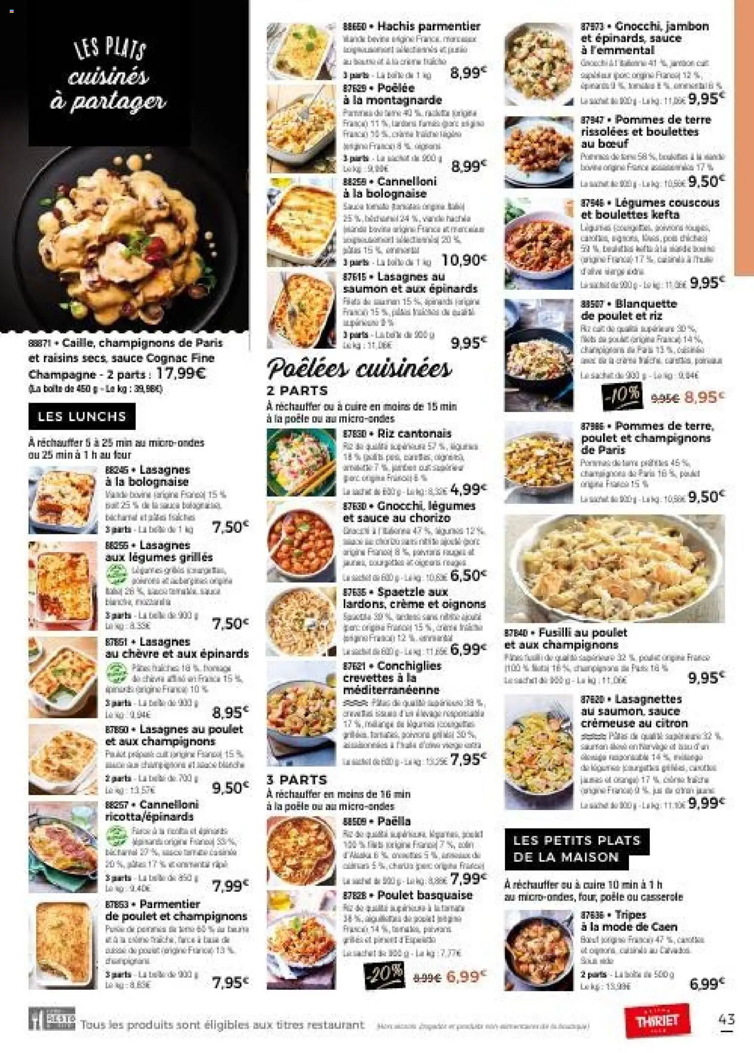 {H1} | Page: 43 | Produits: Lasagnes, Jambon, Saumon, Crème