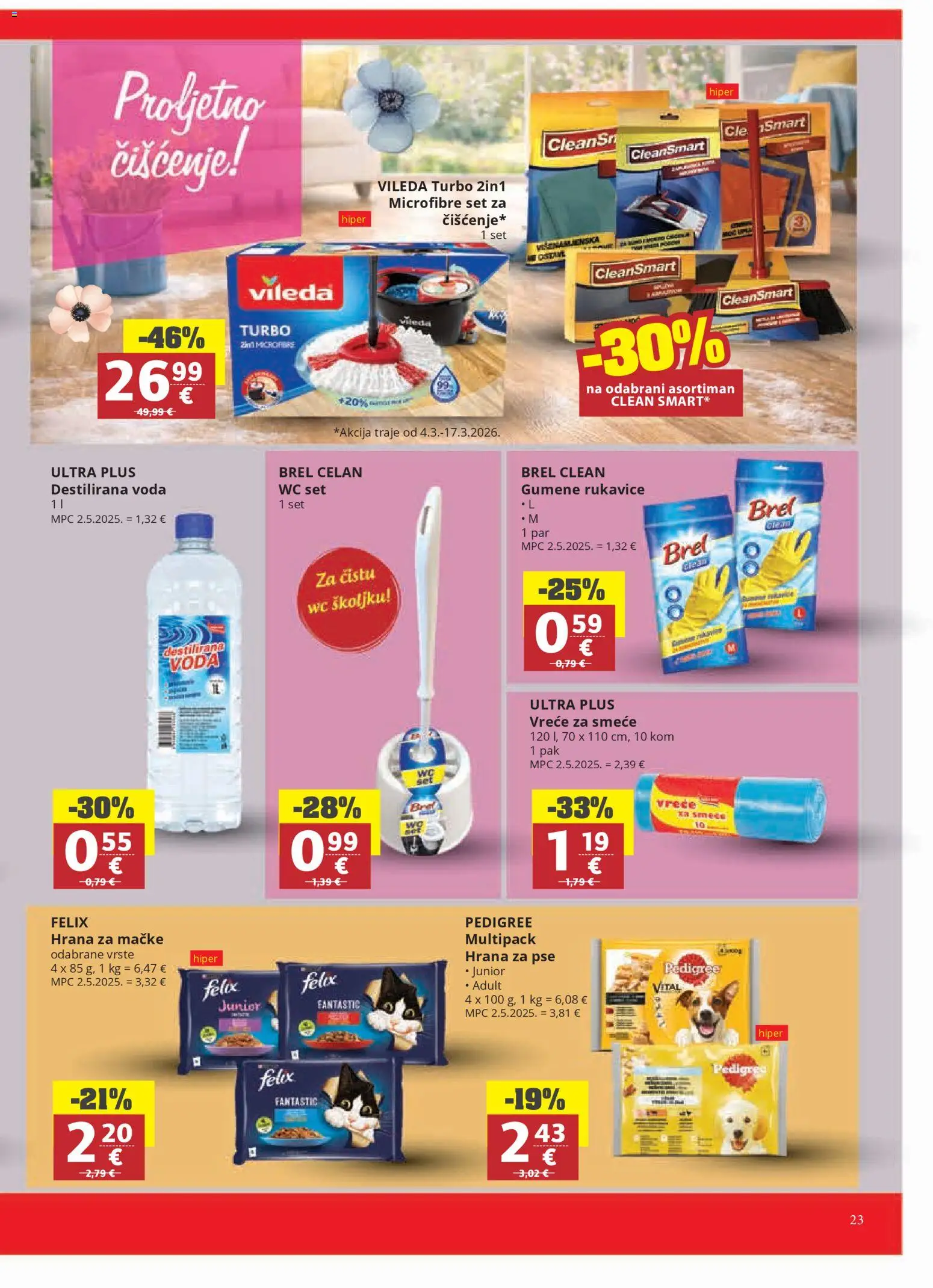 Ribola katalog | vrijedi od 04.03.2026 | Stranica: 23 | Proizvodi: Voda, Hrana za mačke, Rukavice, Vileda