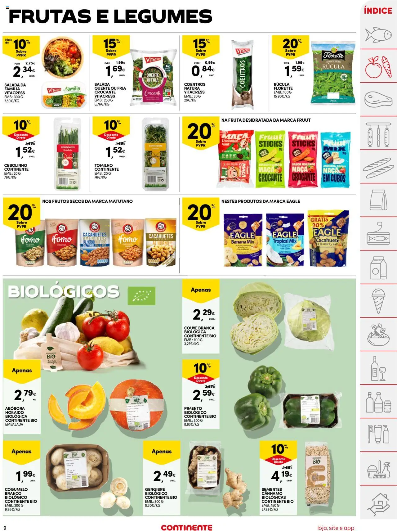 Continente folheto │ válido de 12.08.2025 | Página: 9 | Produtos: Sal, Maça, Salada, Couve
