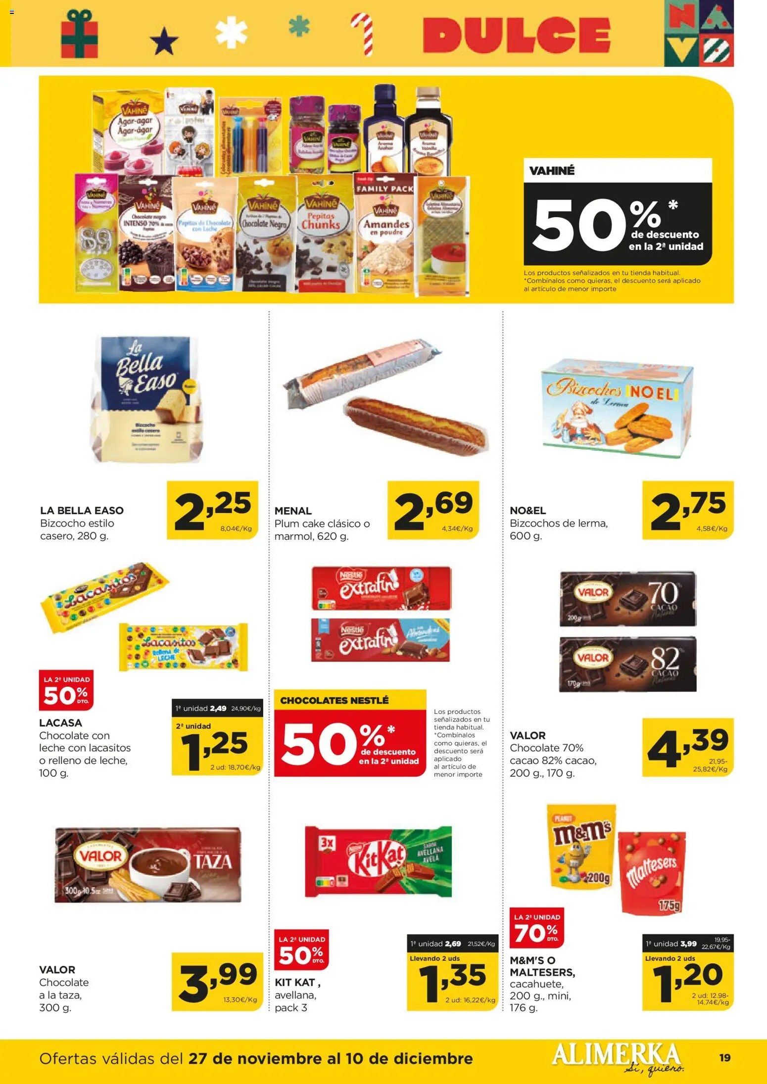 Alimerka folleto Castilla y León │ válido desde el 27.11.2025 | Página: 19 | Productos: Leche, Chocolate, Bizcocho, Φρυγανιές σικάλεως