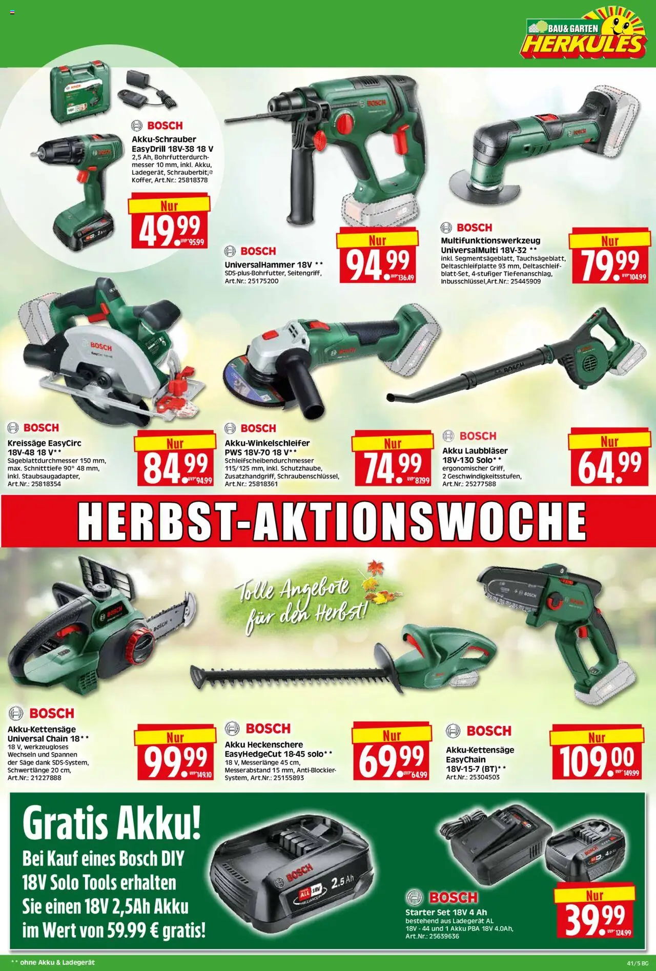HERKULES Bau & Garten – gültig ab 06.10.2025 | Seite: 5 | Produkte: Bosch, Akkuschrauber, Ladegerät