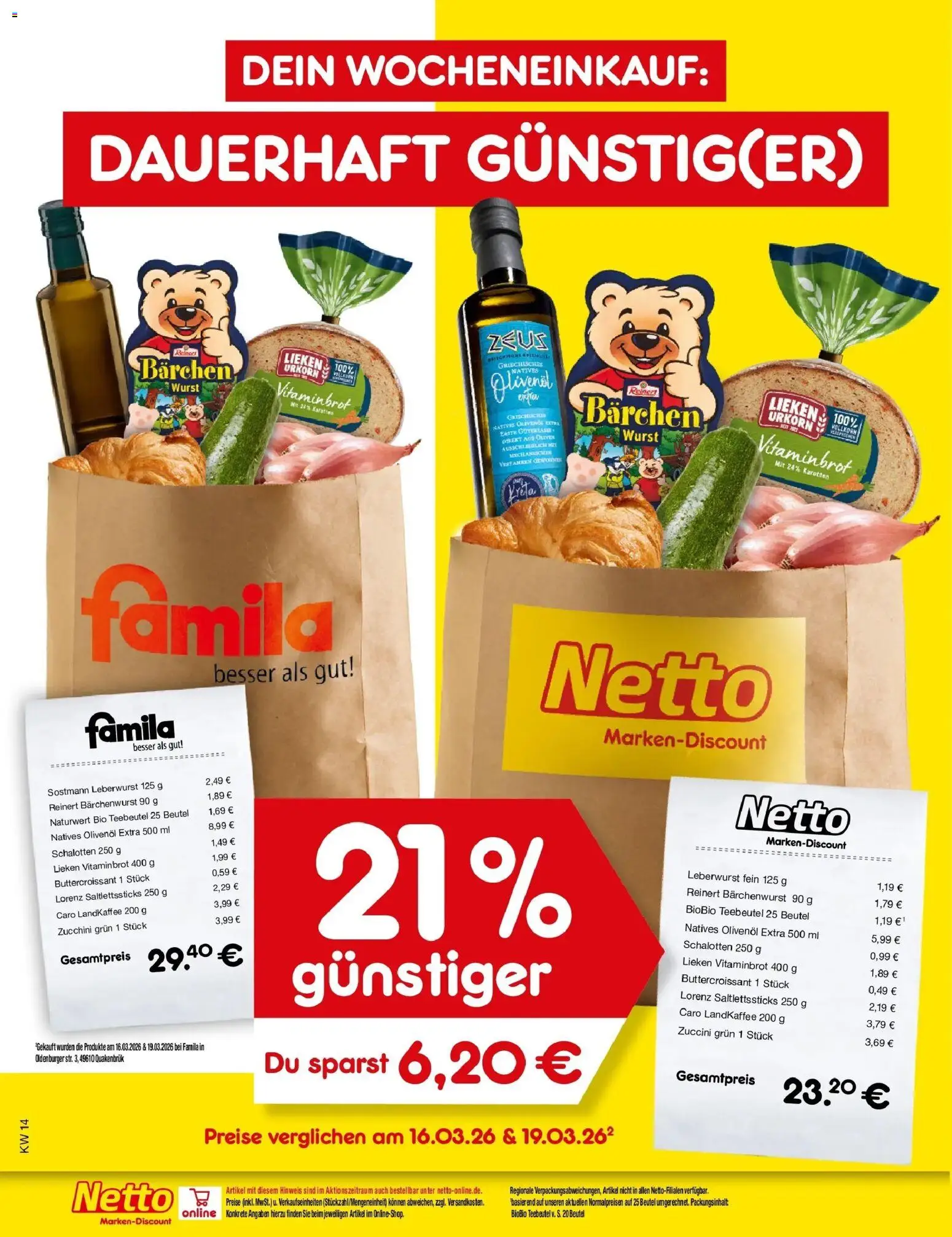 Netto Marken-Discount Prospekt Bremen-Lesum	 – gültig ab 30.03.2026 | Seite: 1 | Produkte: Olivenol, Wurst, Zucchini
