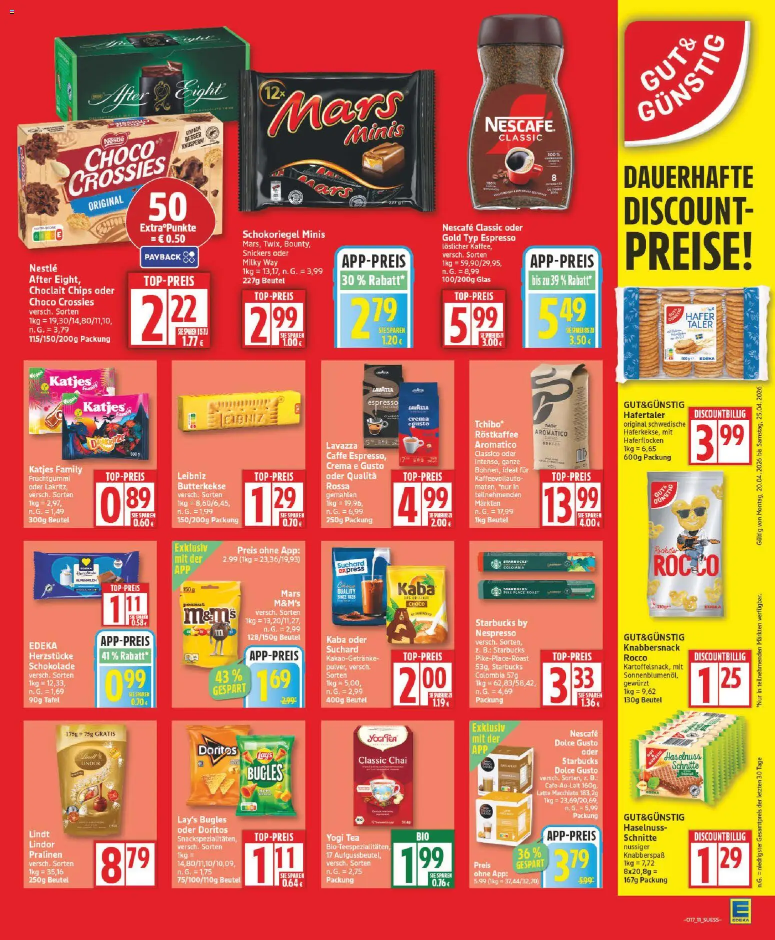 Edeka Prospekt 	 – gültig ab 20.04.2026 | Seite: 11 | Produkte: Snickers, Mars, Lindt, Chips