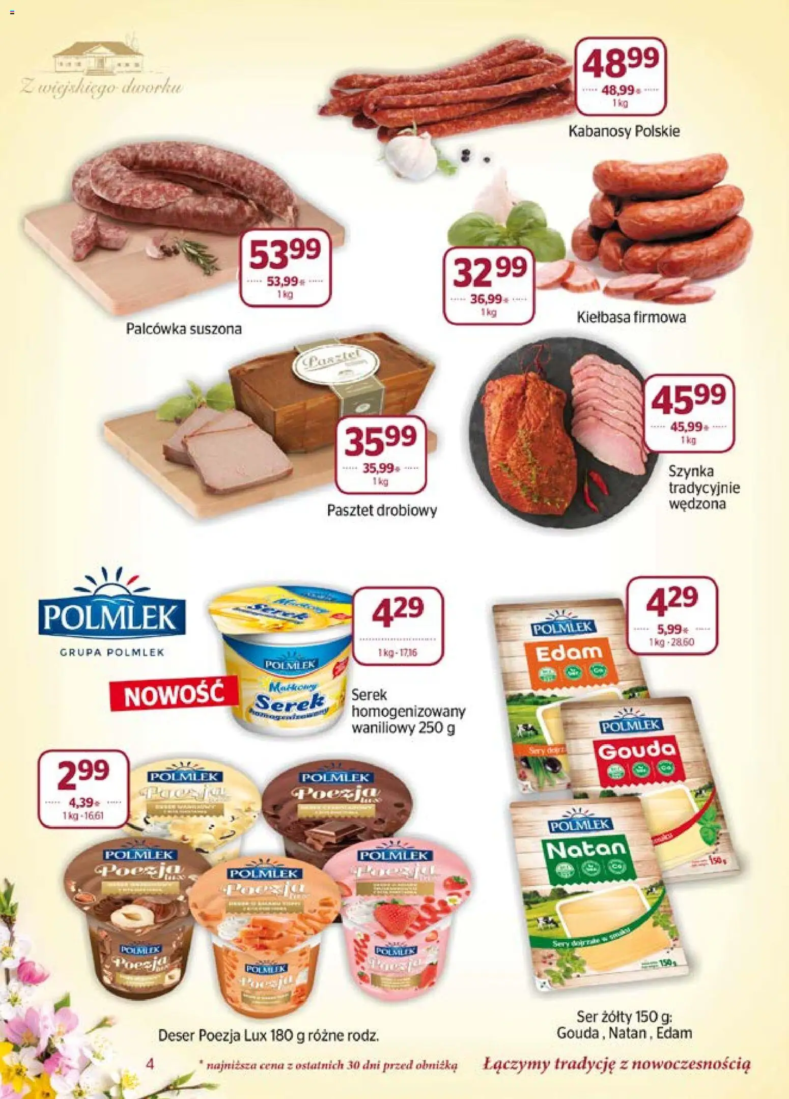 Społem gazetka od 01.04.2026 | Strona: 4 | Produkty: Serek homogenizowany, Serek, Szynka, Ser