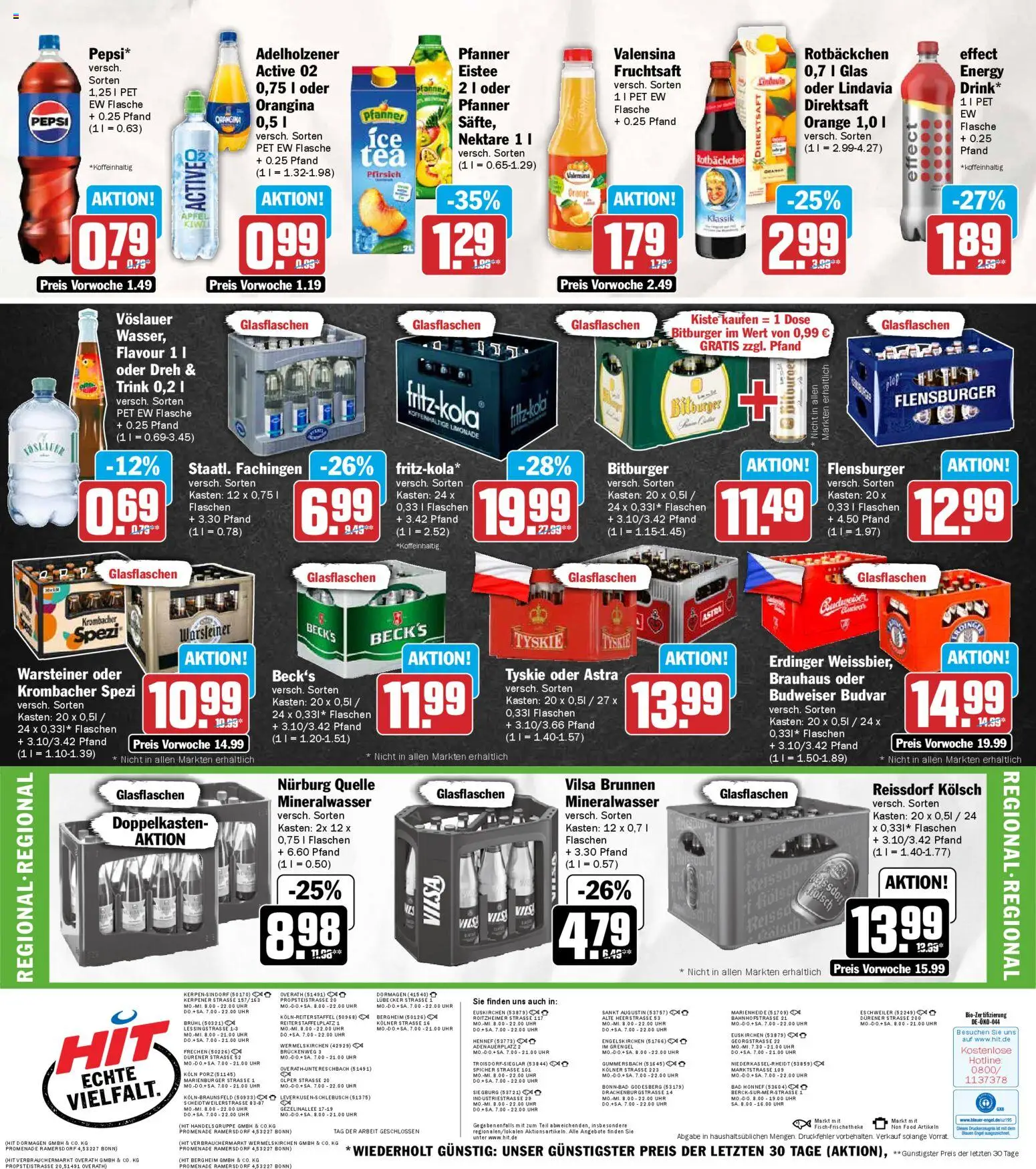 HIT Prospekt 	 – gültig ab 27.04.2026 | Seite: 19 | Produkte: Bitburger, Limonade, Valensina, Pfirsich