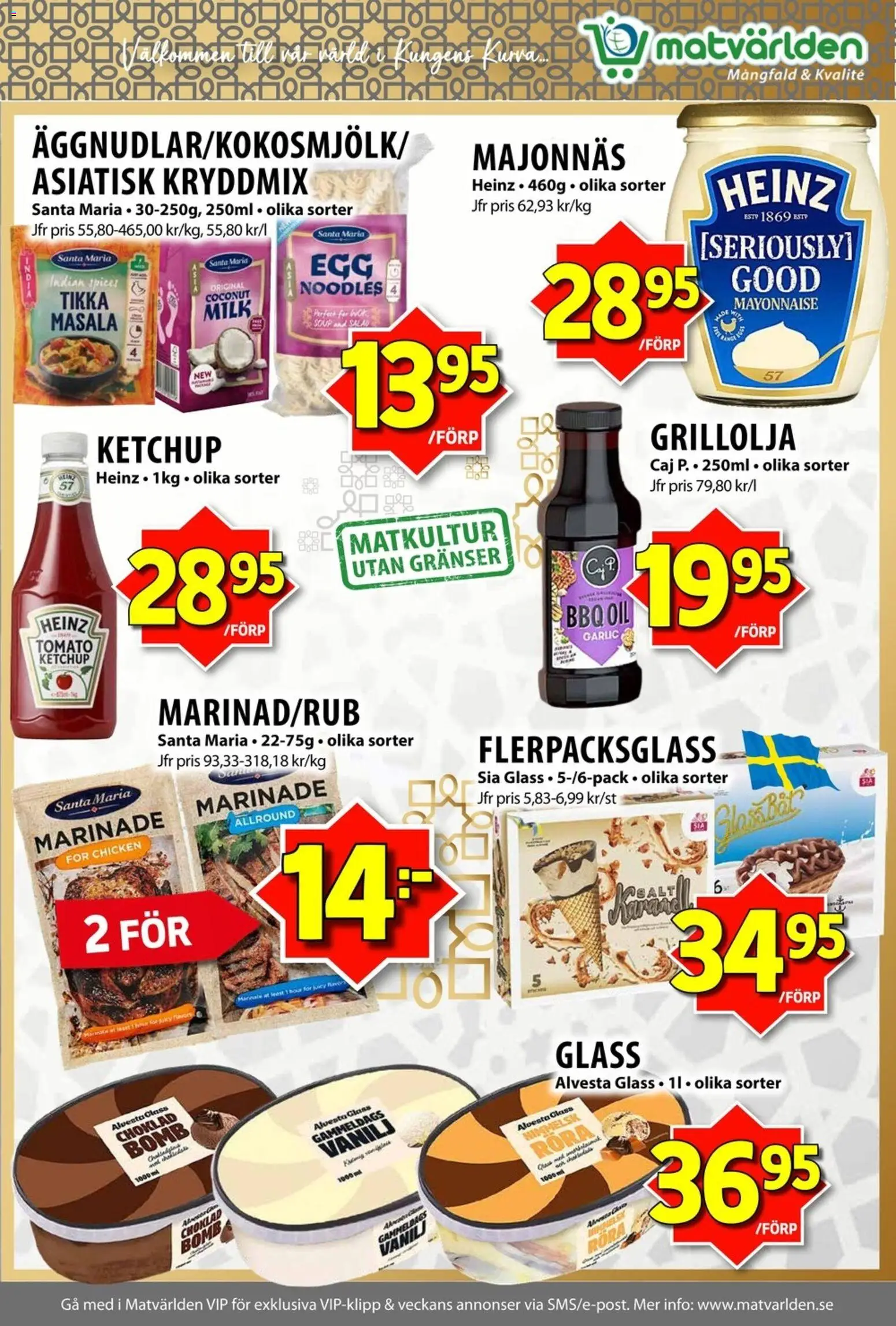 Matvärlden reklamblad aktuell från 27.04.2026 | Sida: 6 | Produkter: Salt, Choklad, Ketchup, Glass