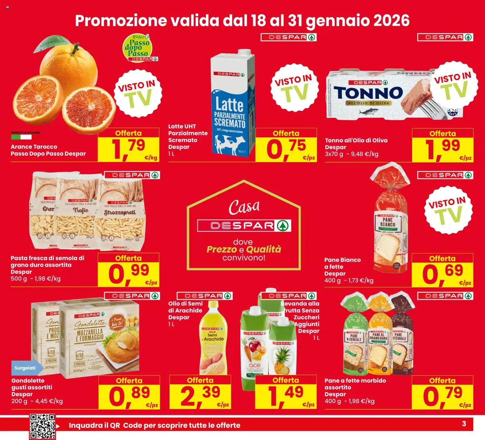 Volantino Despar del 22.01.2026 | Pagina: 3 | Prodotti: Tè, Mozzarella, Olio, Pasta