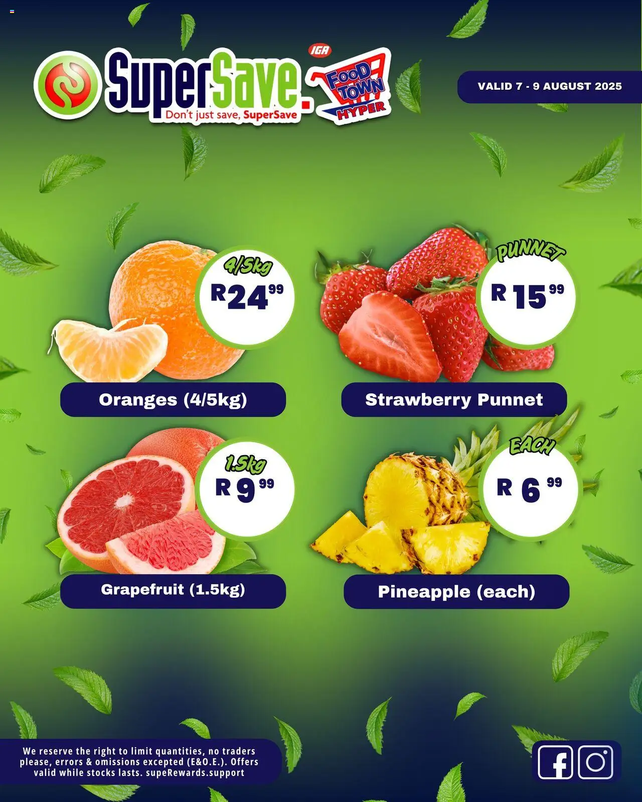 Super Save Fresh Specials │ valid from 07.08.2025 | Page: 4 | Products: Oranges, Pineapple, Grapefruit