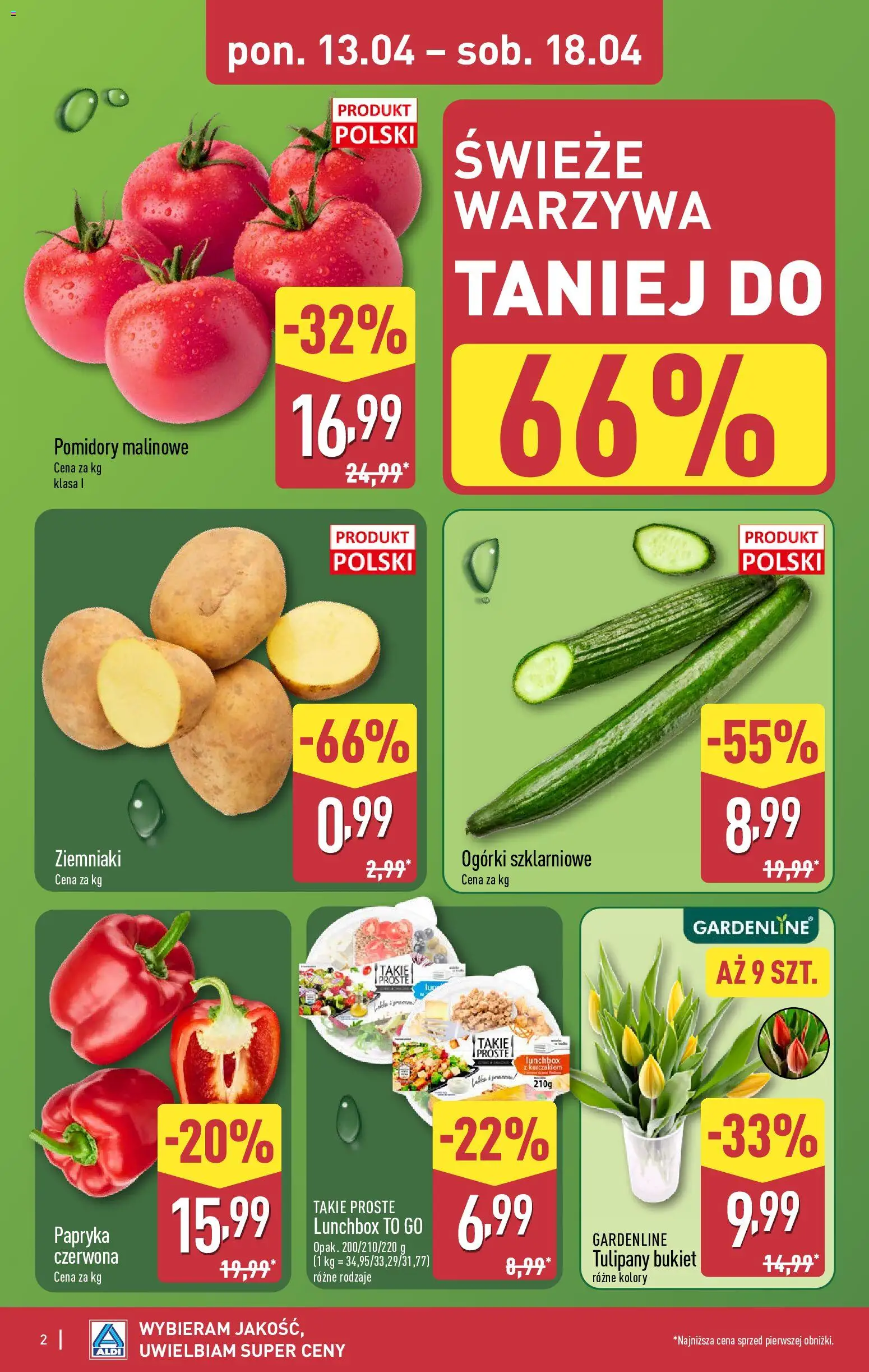 Aldi Polsko leták od 13.04.2026 | Strana: 2 | Produkty: Tulipány