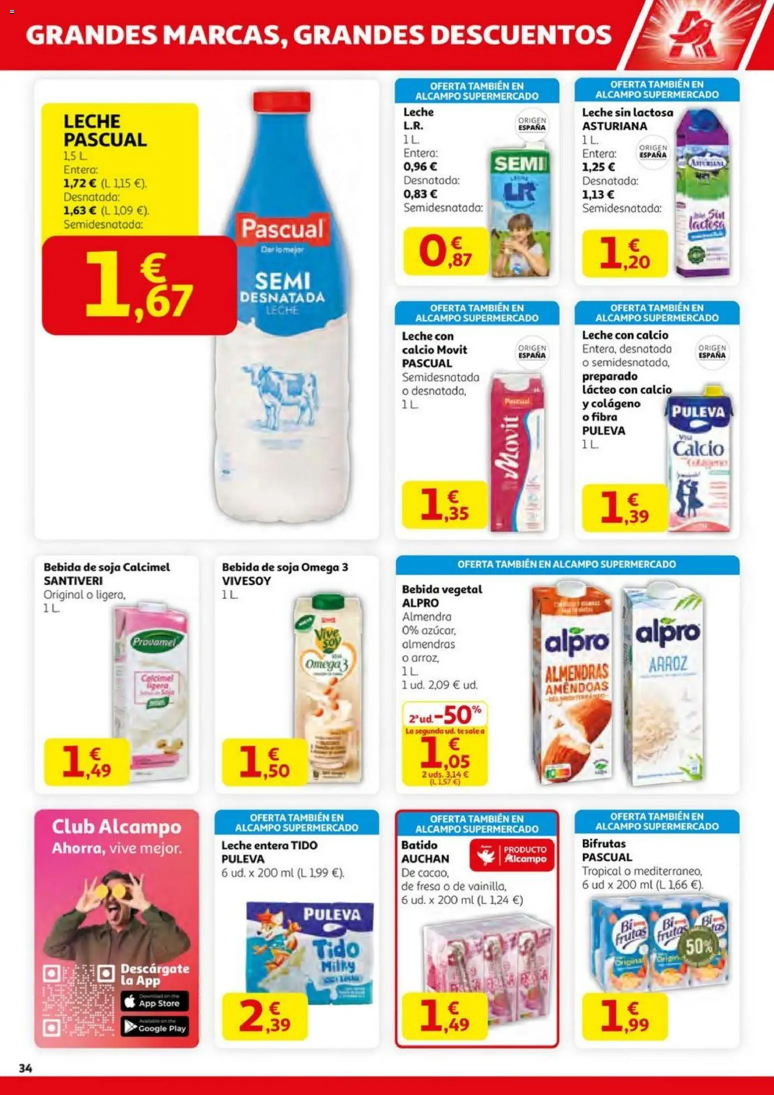 Alcampo - HG Pio XII Unificado  │ válido desde el 23.10.2025 | Página: 34 | Productos: Leche entera, Δοχείο φοντί, Leche, Té