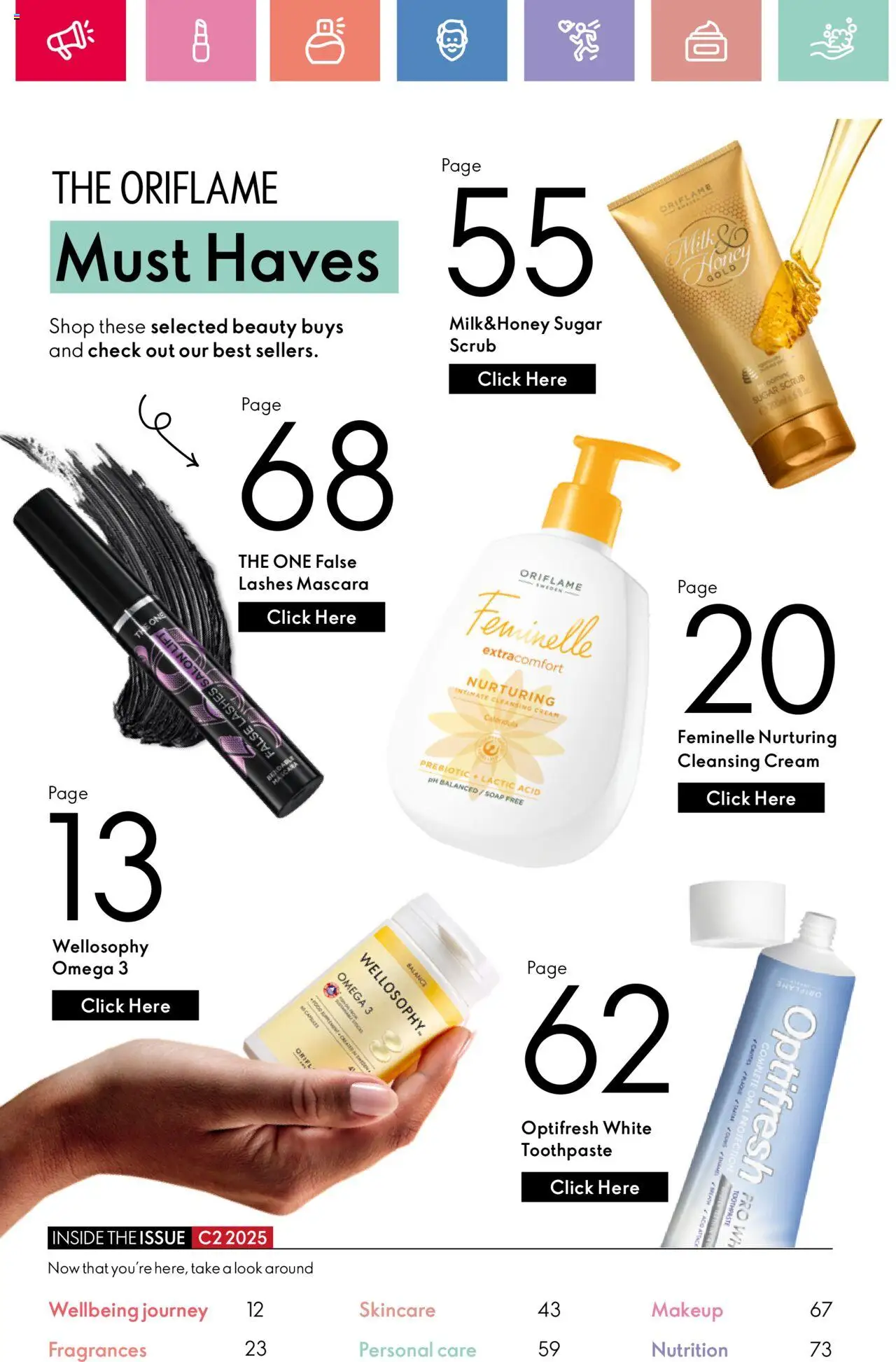 Oriflame -Catalogue valid from 01.04.2025 | Page: 2 | Products: Soap, Sugar, Mascara, Milk