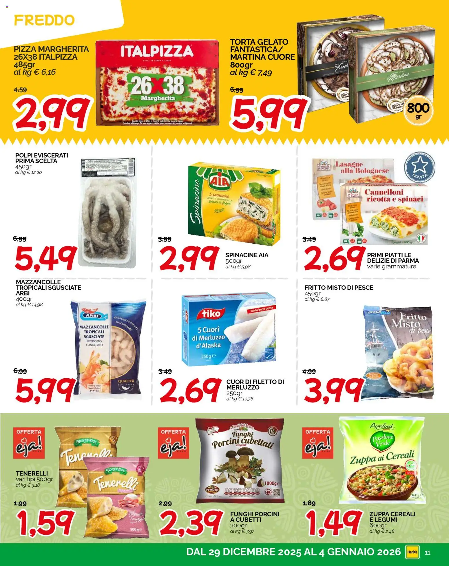 Volantino HarDis del 29.12.2025 | Pagina: 11 | Prodotti: Pollo, Pesce, Merluzzo, Mazzancolle