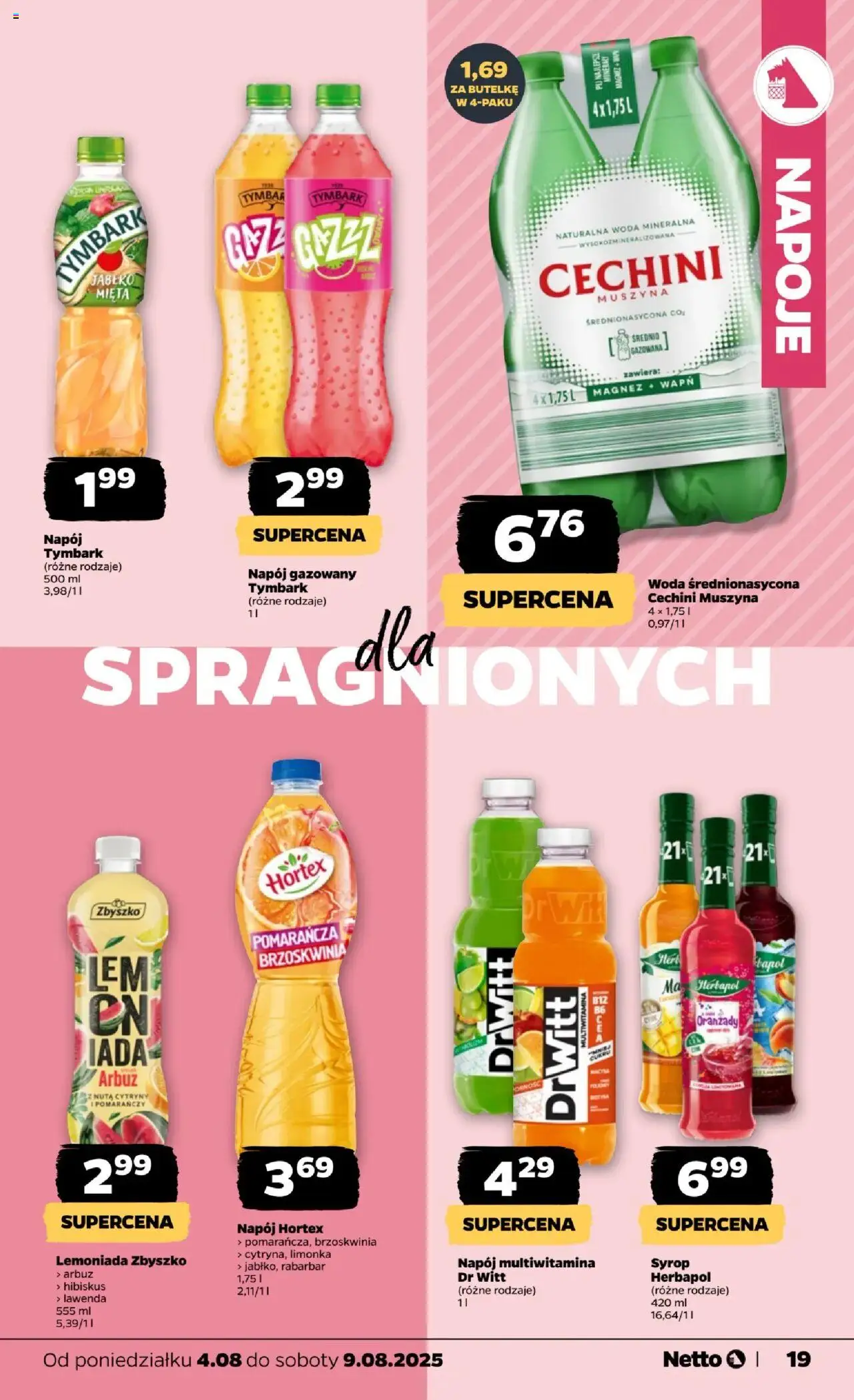 Netto gazetka - Spożywcza od 04.08.2025 | Strona: 19 | Produkty: Syrop, Limonka, Mięta, Cechini muszyna