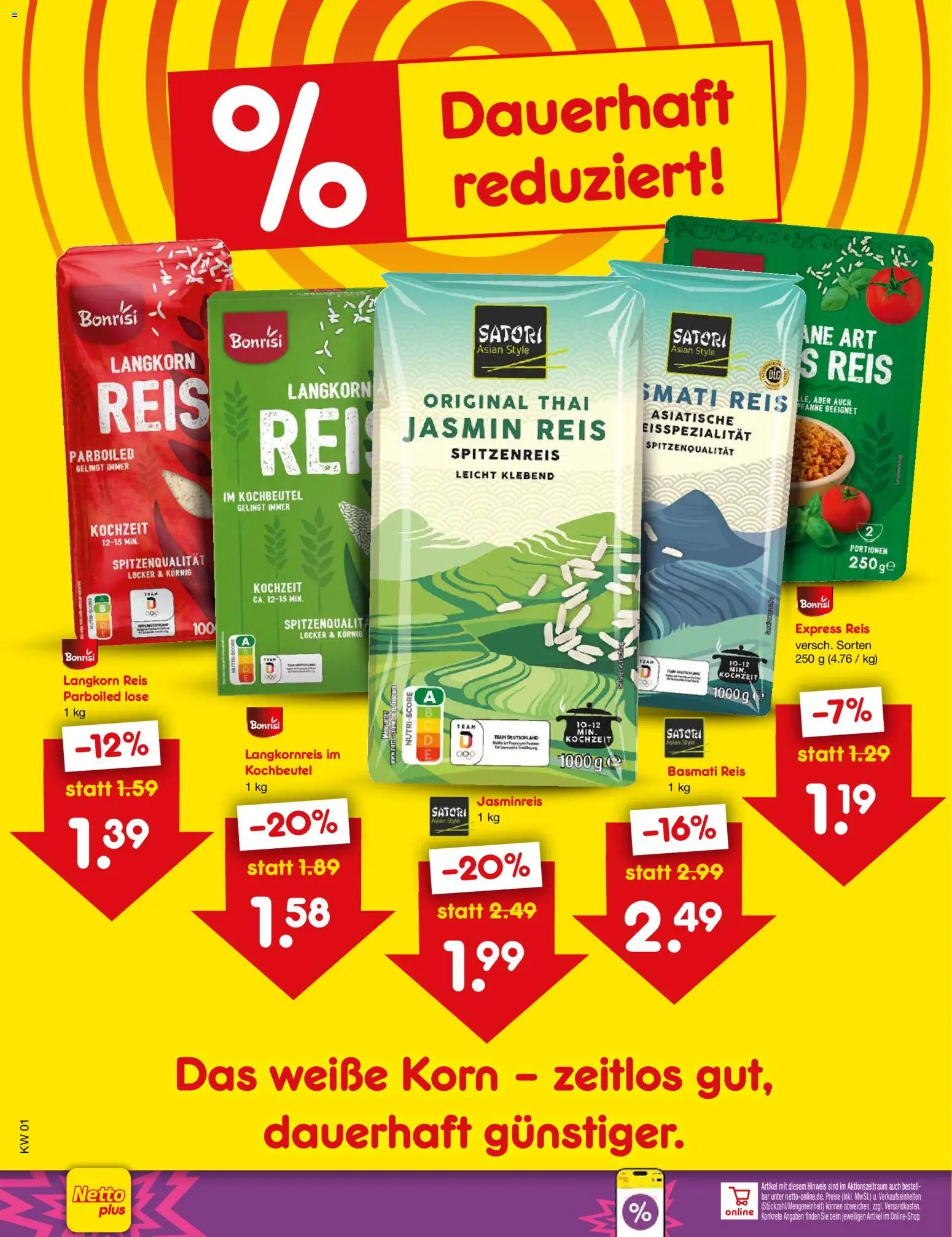Netto Marken-Discount Preissenkung auf Dauer – gültig ab 03.01.2026 | Seite: 1 | Produkte: Jasminreis, Reis