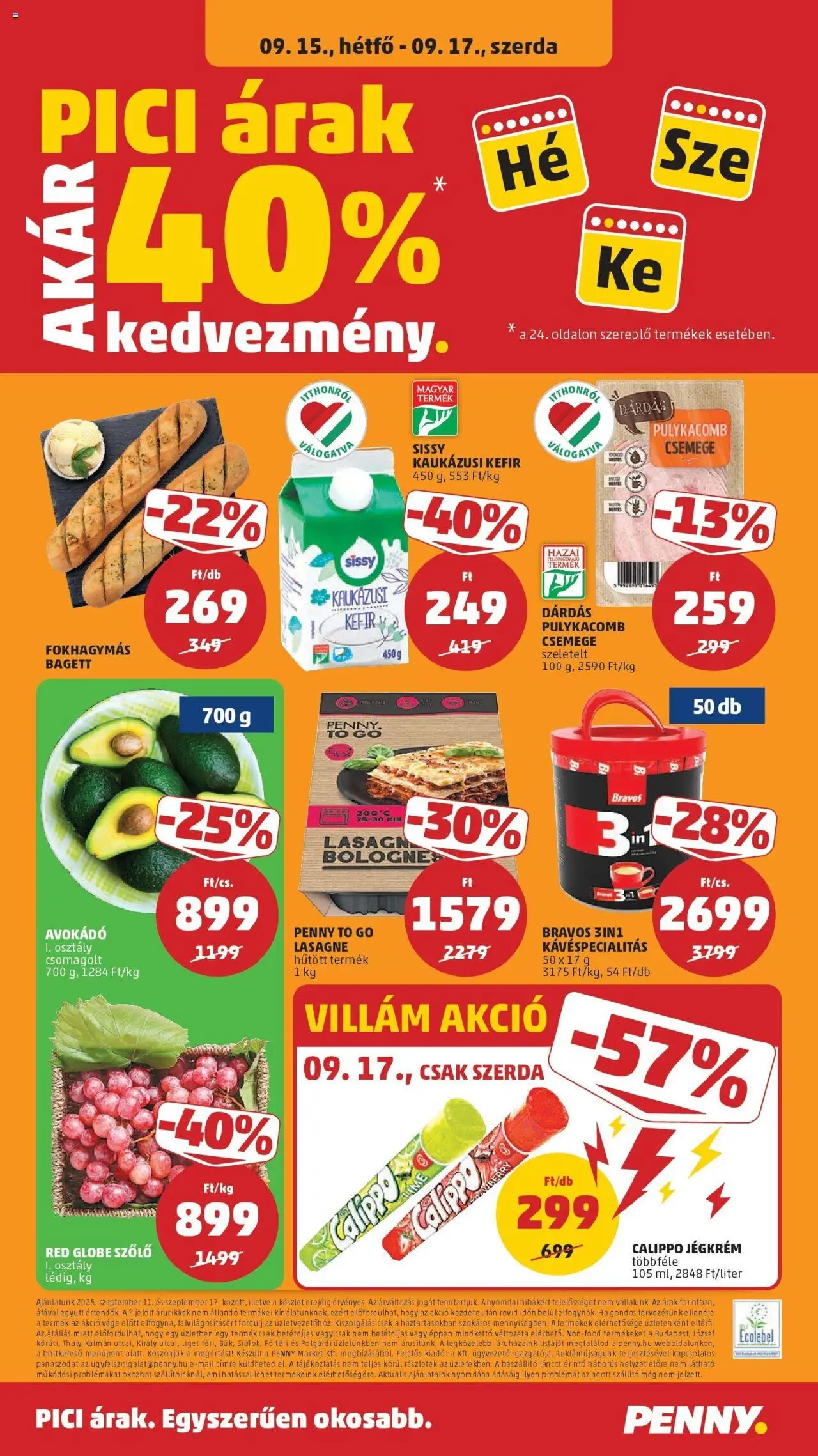 PENNY akciós ujság - amely érvényes a következő dátumtól: 11.09.2025 | Oldal: 24 | Termékek: Kefir, Lasagne, Avokádó, Pulykacomb