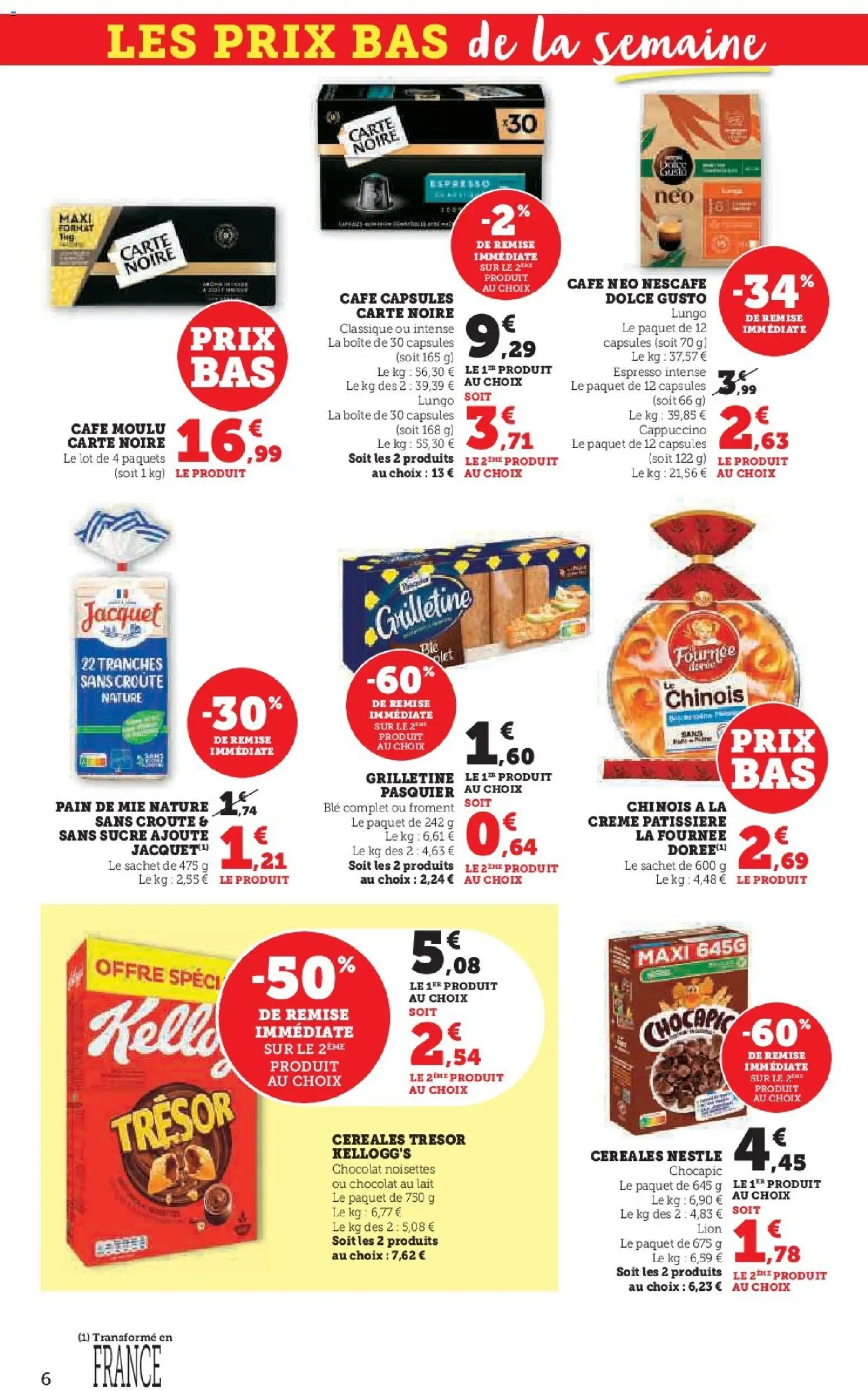 {H1} | Page: 6 | Produits: Noisettes, Lait, Pain, Chocolat