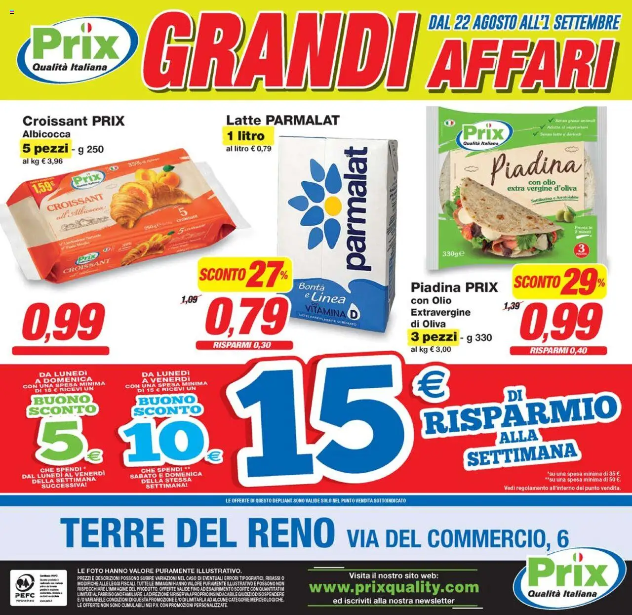 Volantino Prix del 22.08.2025 | Pagina: 16 | Prodotti: Latte, Olio, Piadina, Latte parzialmente scremato
