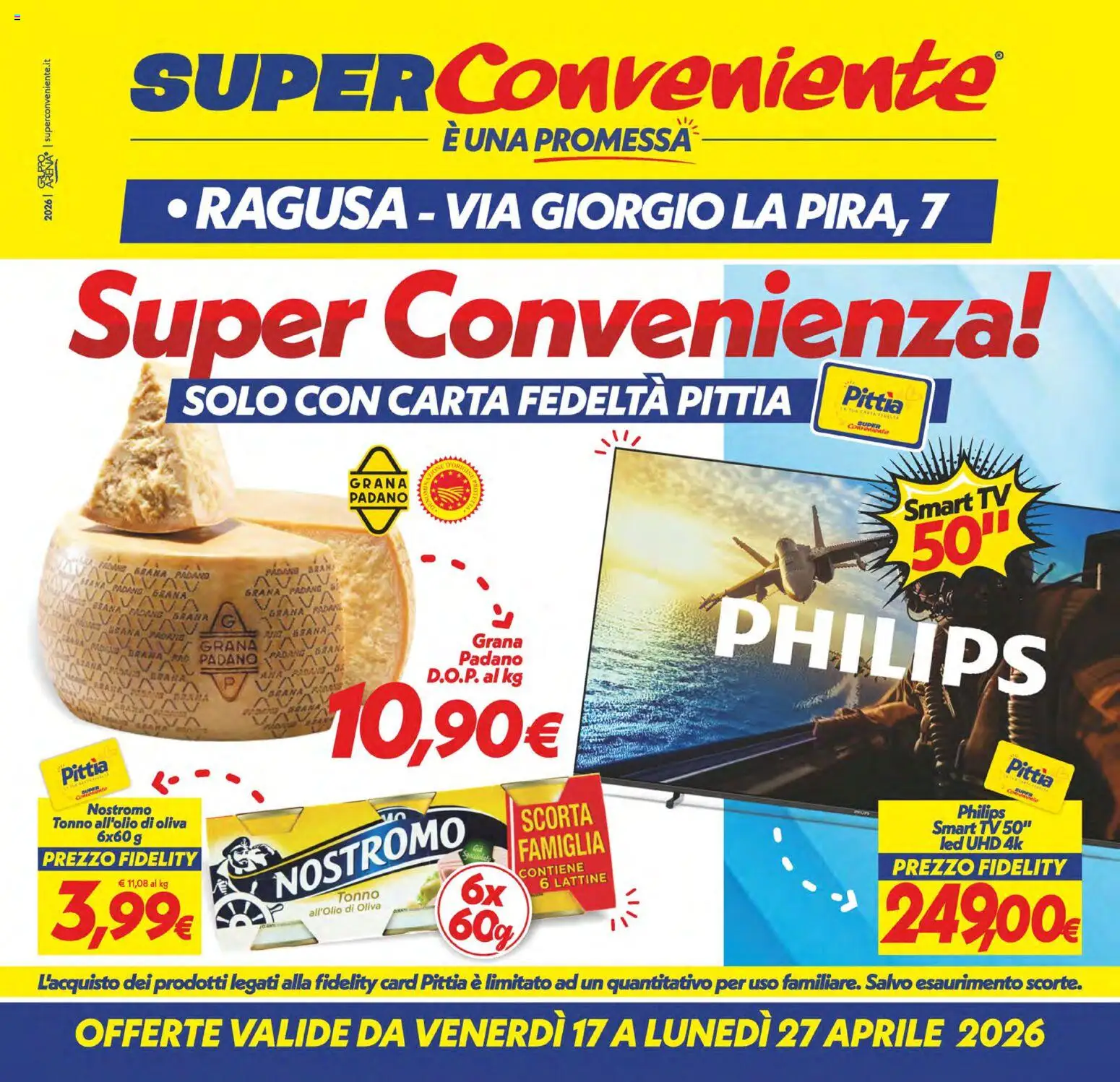 Volantino SuperConveniente del 17.04.2026 | Pagina: 1 | Prodotti: smart TV, Tonno, TV, Grana Padano