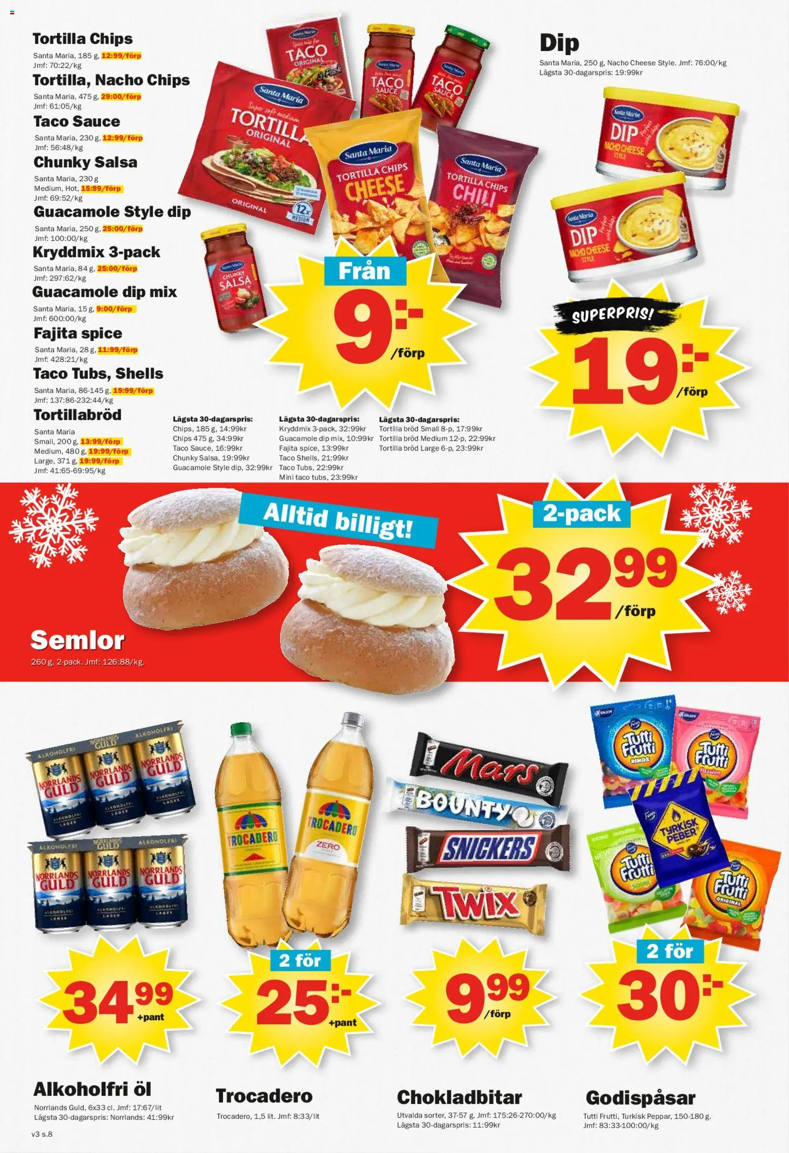 Pekås reklamblad aktuell från 12.01.2026 | Sida: 8 | Produkter: Tortilla, Salsa, Chips, Chili