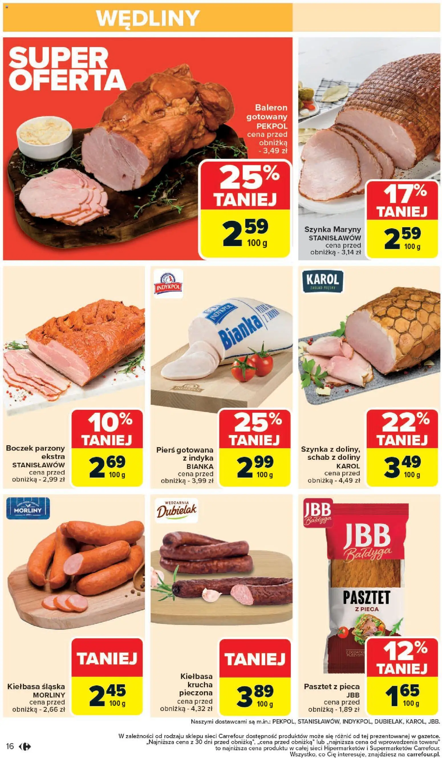 Carrefour Gazetka od 27.10.2025 | Strona: 18 | Produkty: Kiełbasa, Schab, Szynka, Wędliny