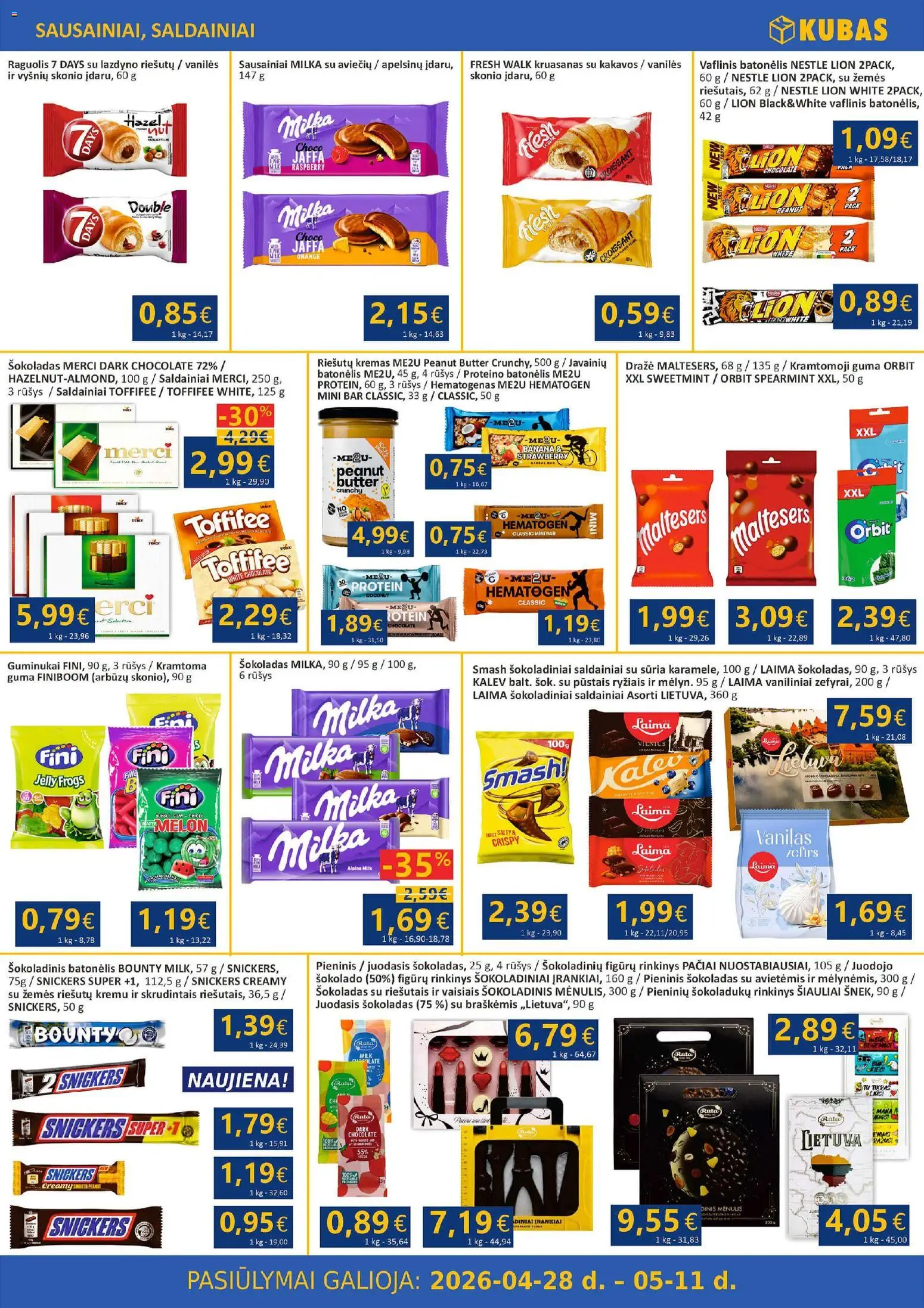 Kubas akcijos nuo 28.04.2026 | Puslapis: 7 | Prekių: Kremas, Šokoladas, Guminukai, Šokoladinis batonėlis