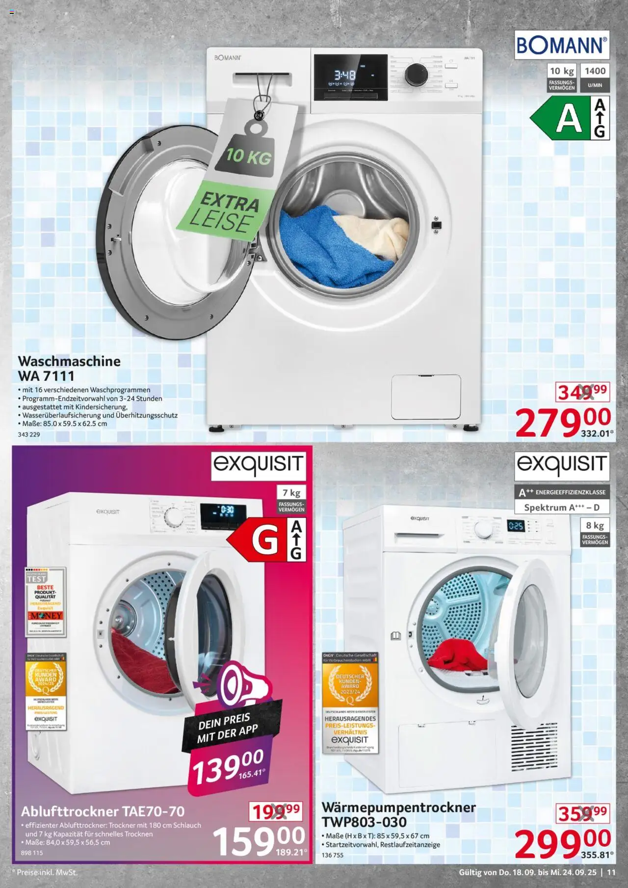 Selgros  Non Food – gültig ab 18.09.2025 | Seite: 11 | Produkte: Top, Trockner, Waschmaschine