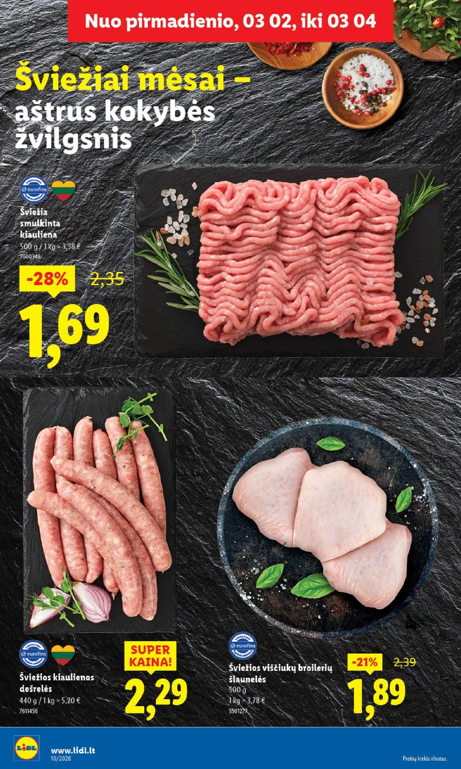 LIDL akcijos nuo 02.03.2026 | Puslapis: 12 | Prekių: Kiaulienos, Saliamis