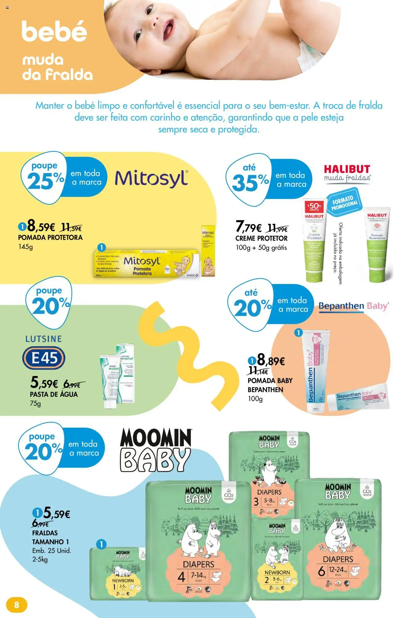 Pingo Doce - Bem Estar Regresso à Rotina Lojas │ válido de 26.08.2025 | Página: 8 | Produtos: Agua, Fraldas, Pomada, Creme