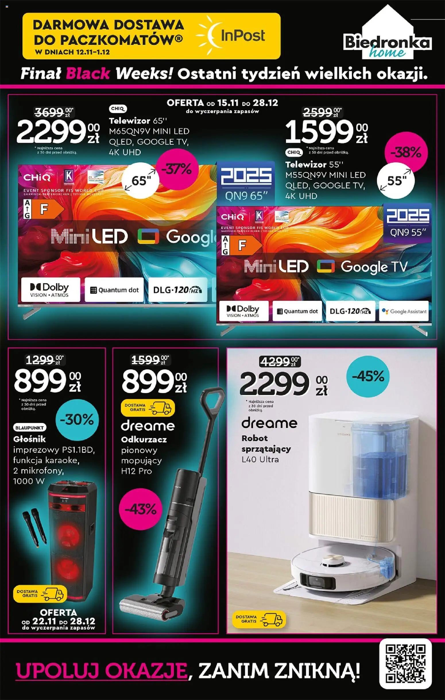 Biedronka Black Friday od 24.11.2025 | Strona: 57 | Produkty: Telewizor, Głośnik, Robot, Robot sprzątający