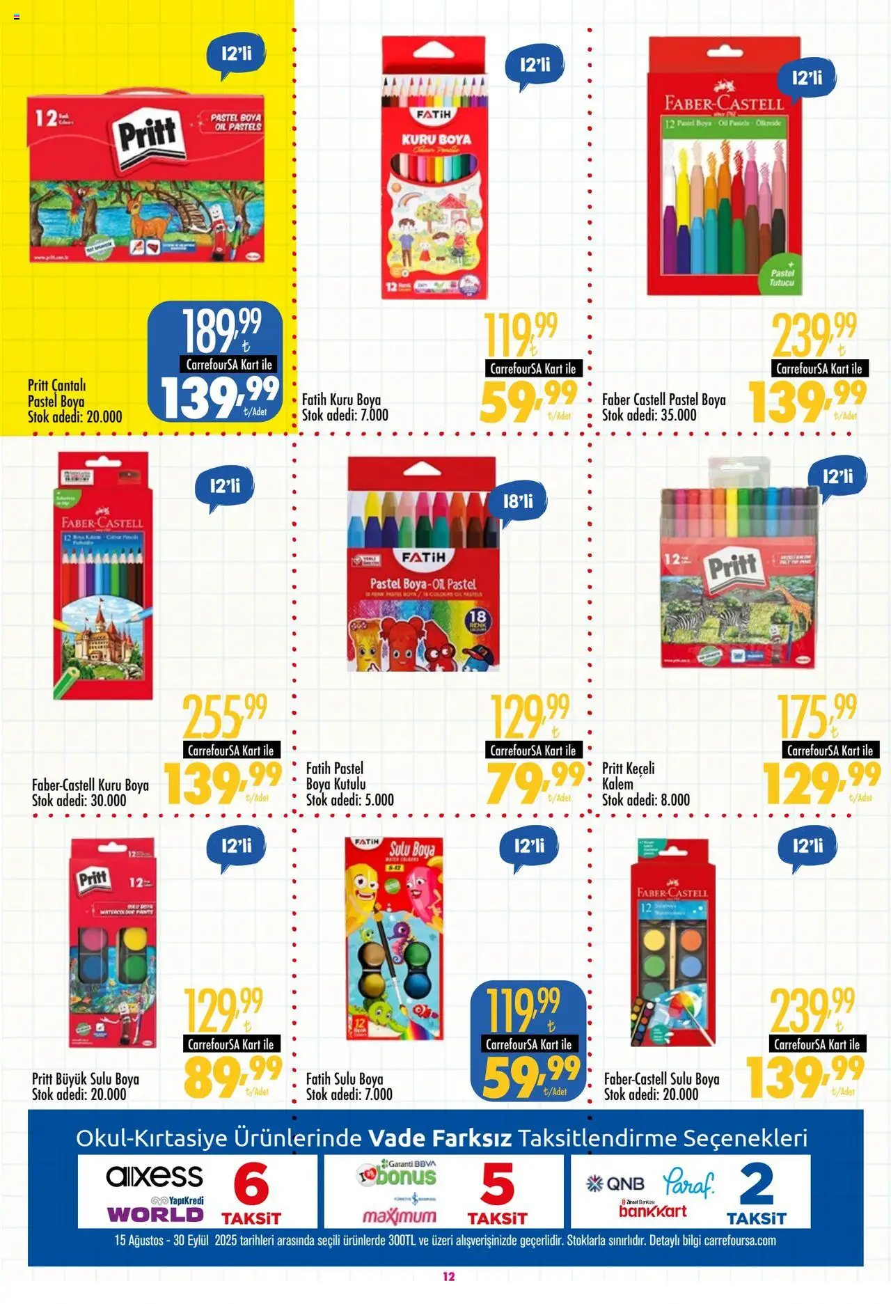 CarrefourSA Katalog - 25.08.2025 tarihinden itibaren geçerlidir | Sayfa: 12 | Ürünler: Pastel boya, Sulu boya