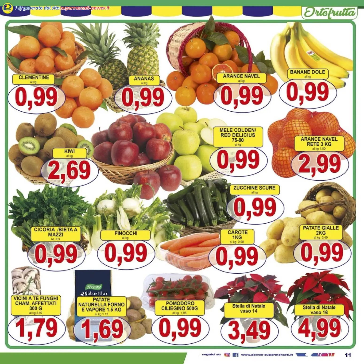 Volantino Pewex del 08.12.2025 | Pagina: 11 | Prodotti: Banane, Carote, Ananas, Forno