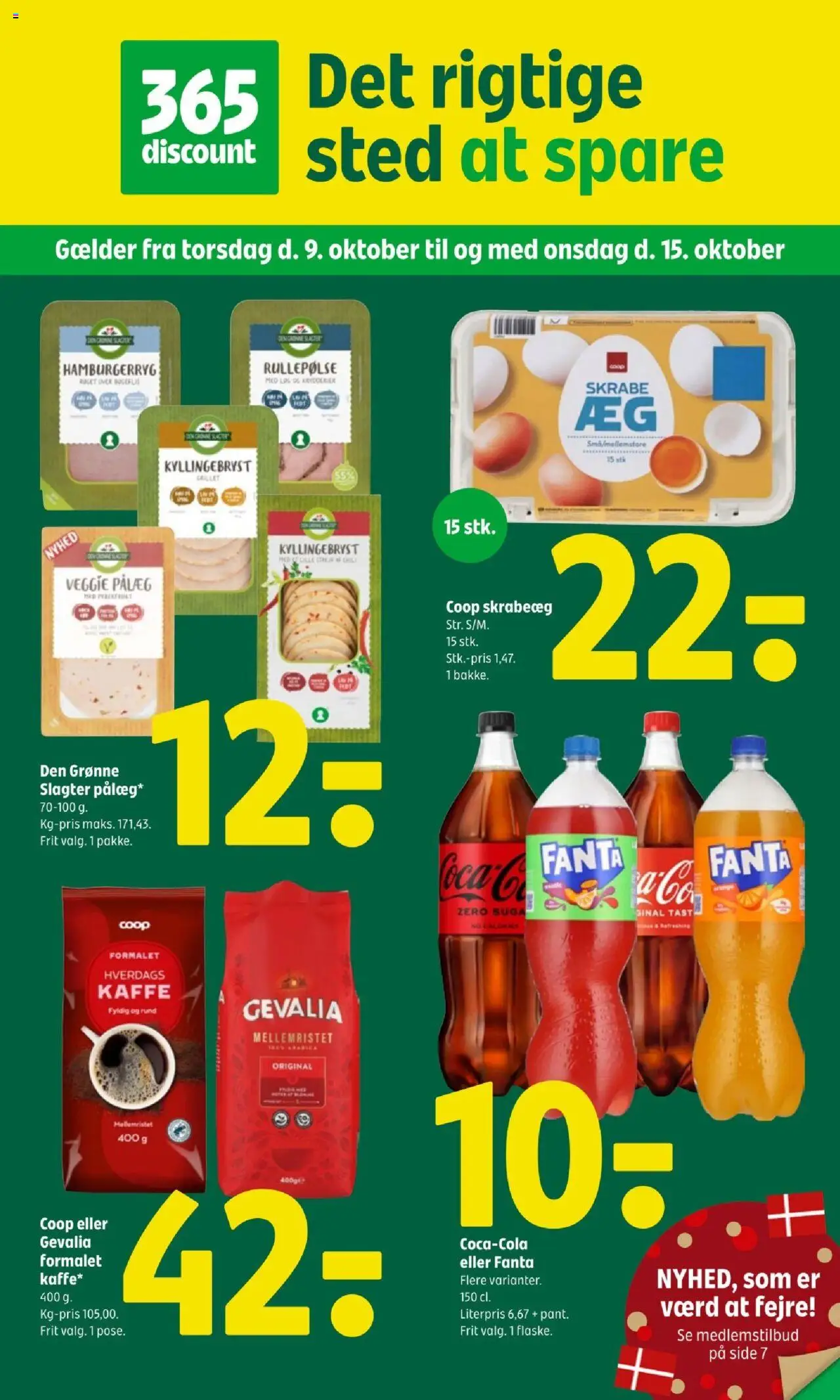 Coop 365 tilbudsavis – gyldig fra 09.10.2025 | Side: 1 | Produkter: Rullepølse, Fanta, Hamburgerryg, Søm